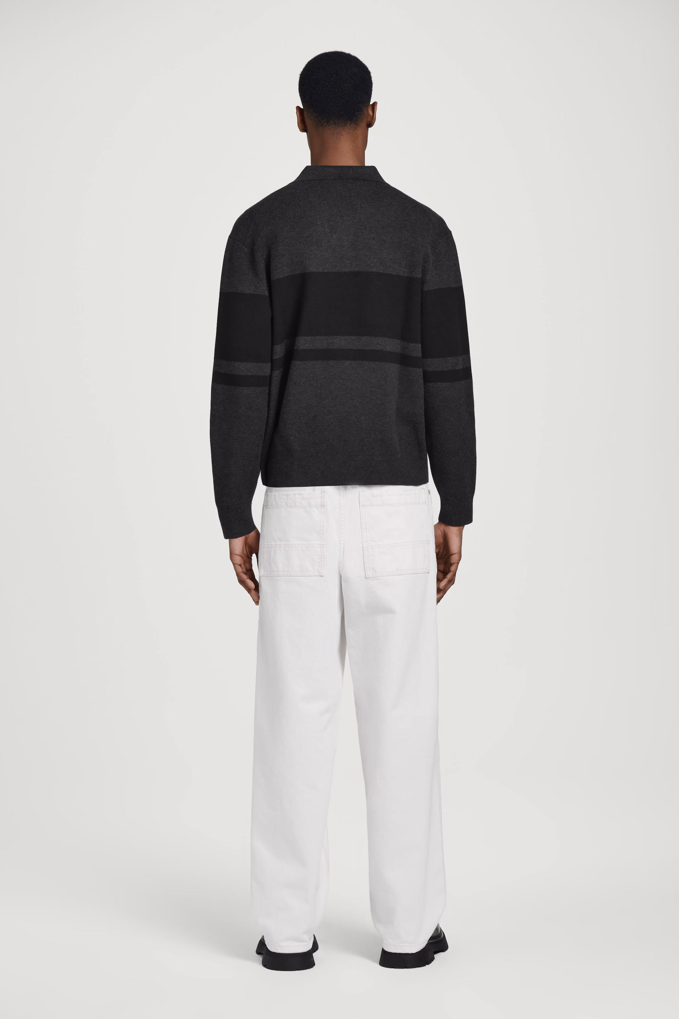 STRIPED DOUBLE-FACED KNITTED POLO SHIRT