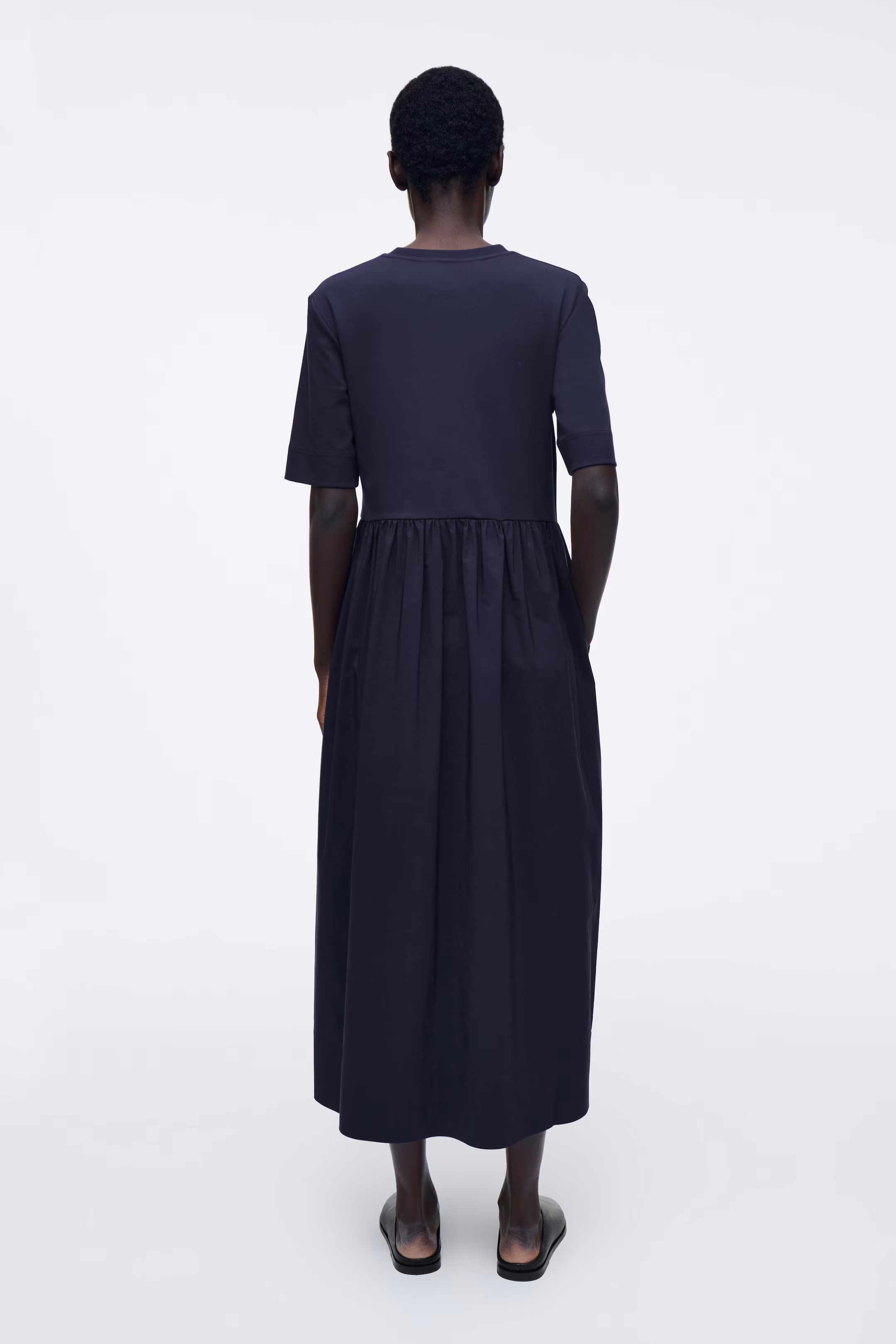 CONTRAST-PANEL MIDI DRESS