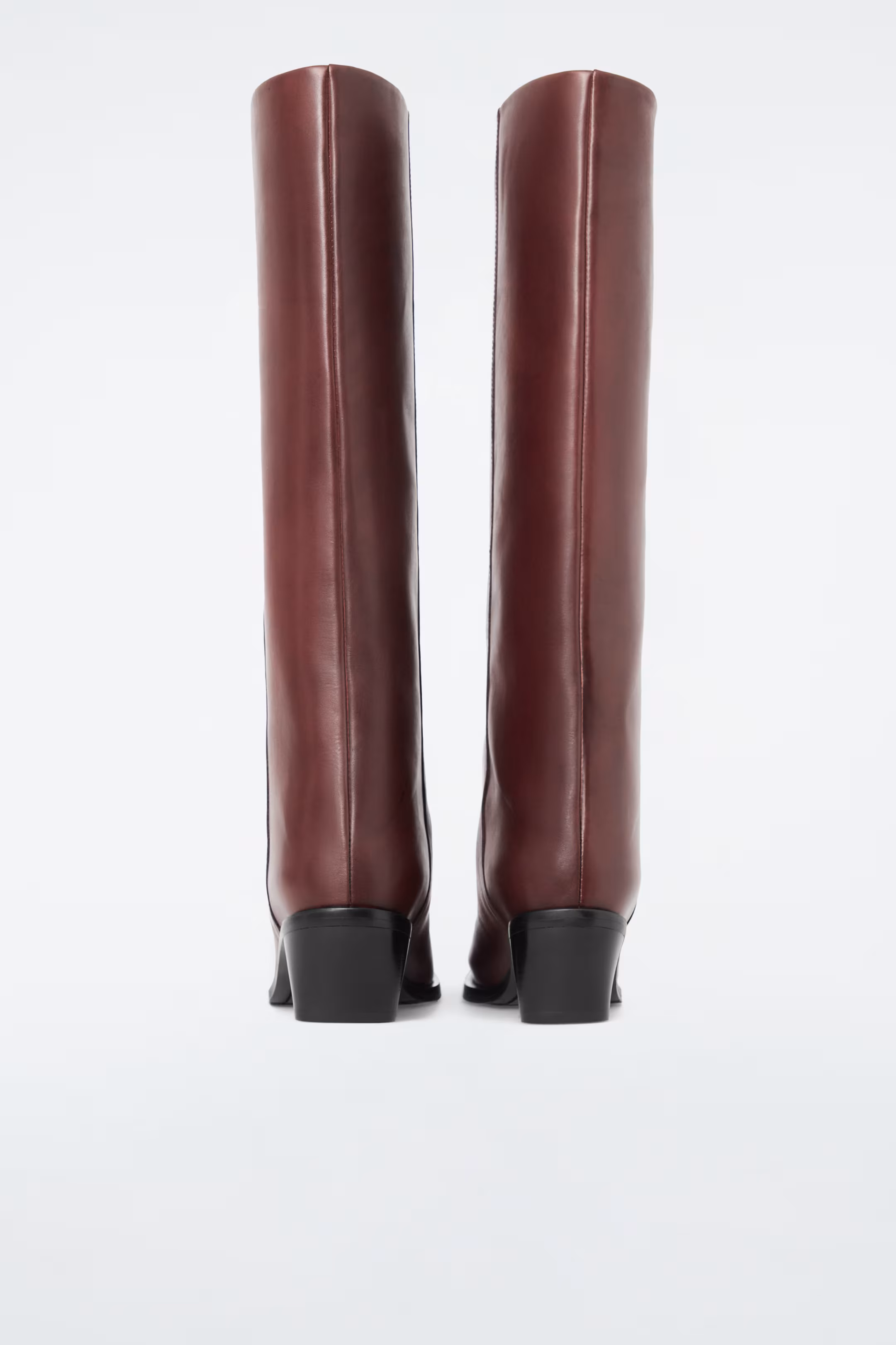 SQUARE-TOE LEATHER KNEE-HIGH BOOTS