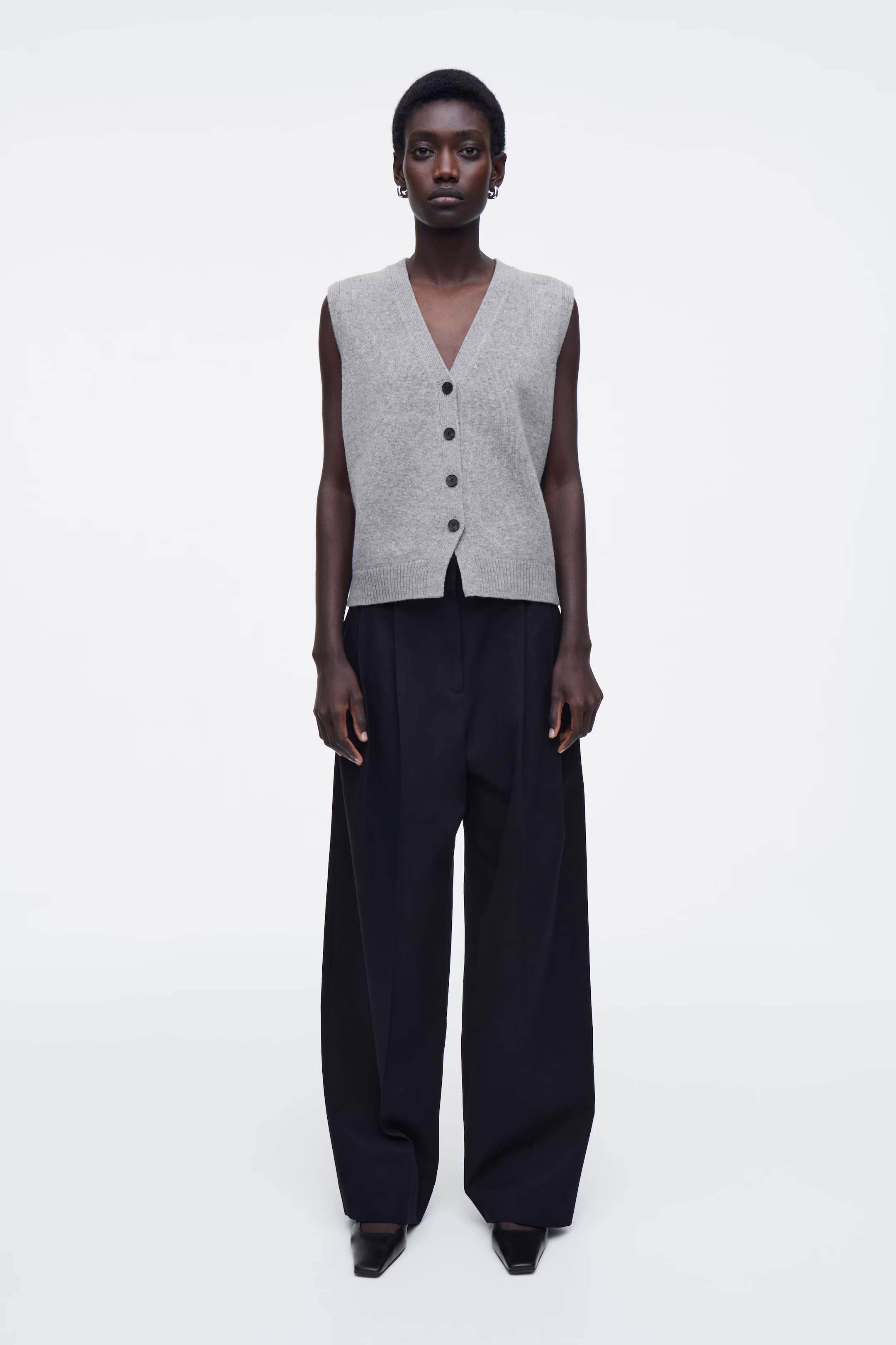 RELAXED COTTON WIDE-LEG TROUSERS