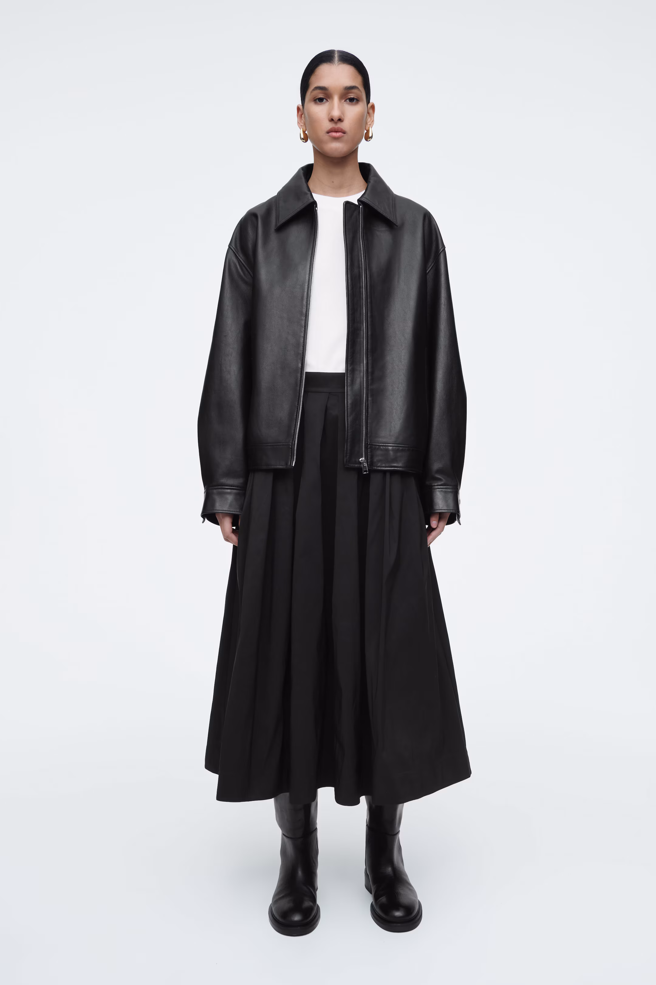 PLEATED A-LINE MIDI SKIRT