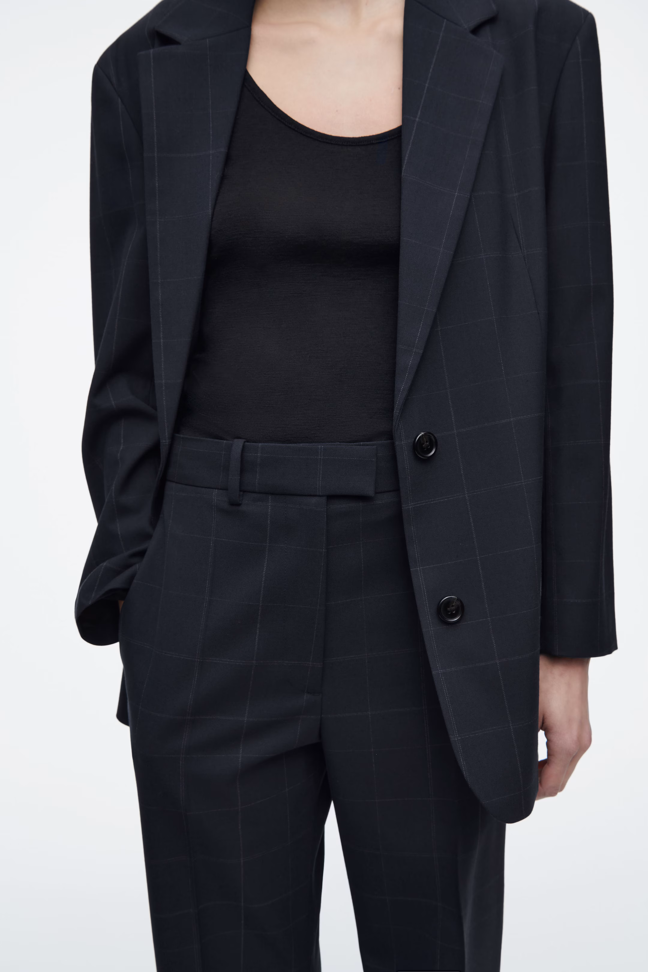 WINDOWPANE-CHECK STRAIGHT-LEG TROUSERS