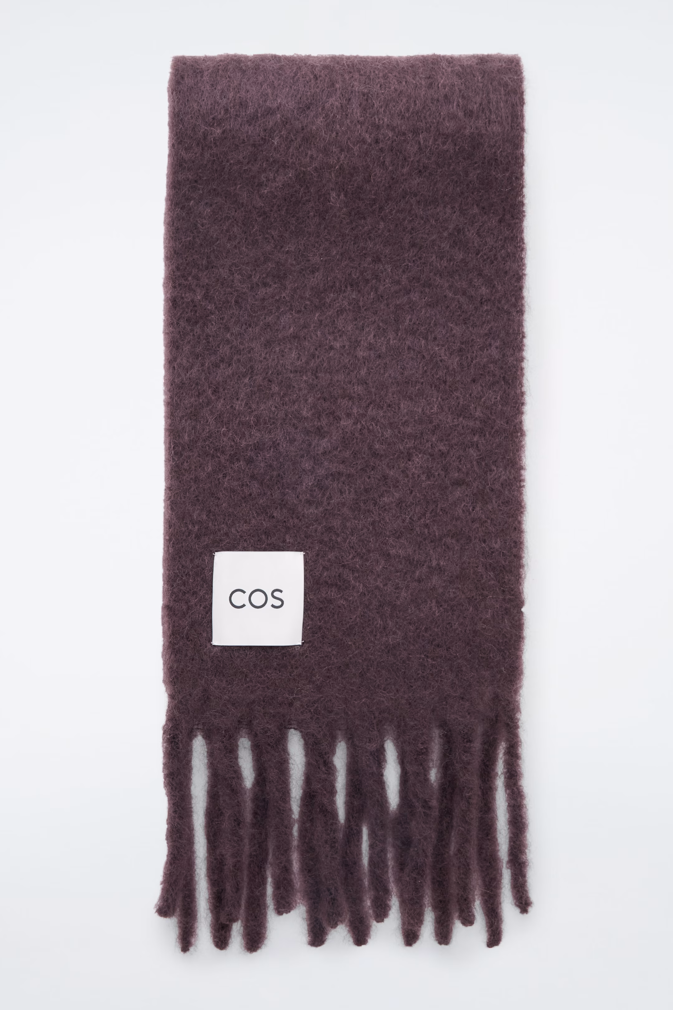 FRINGED BRUSHED-MOHAIR SCARF