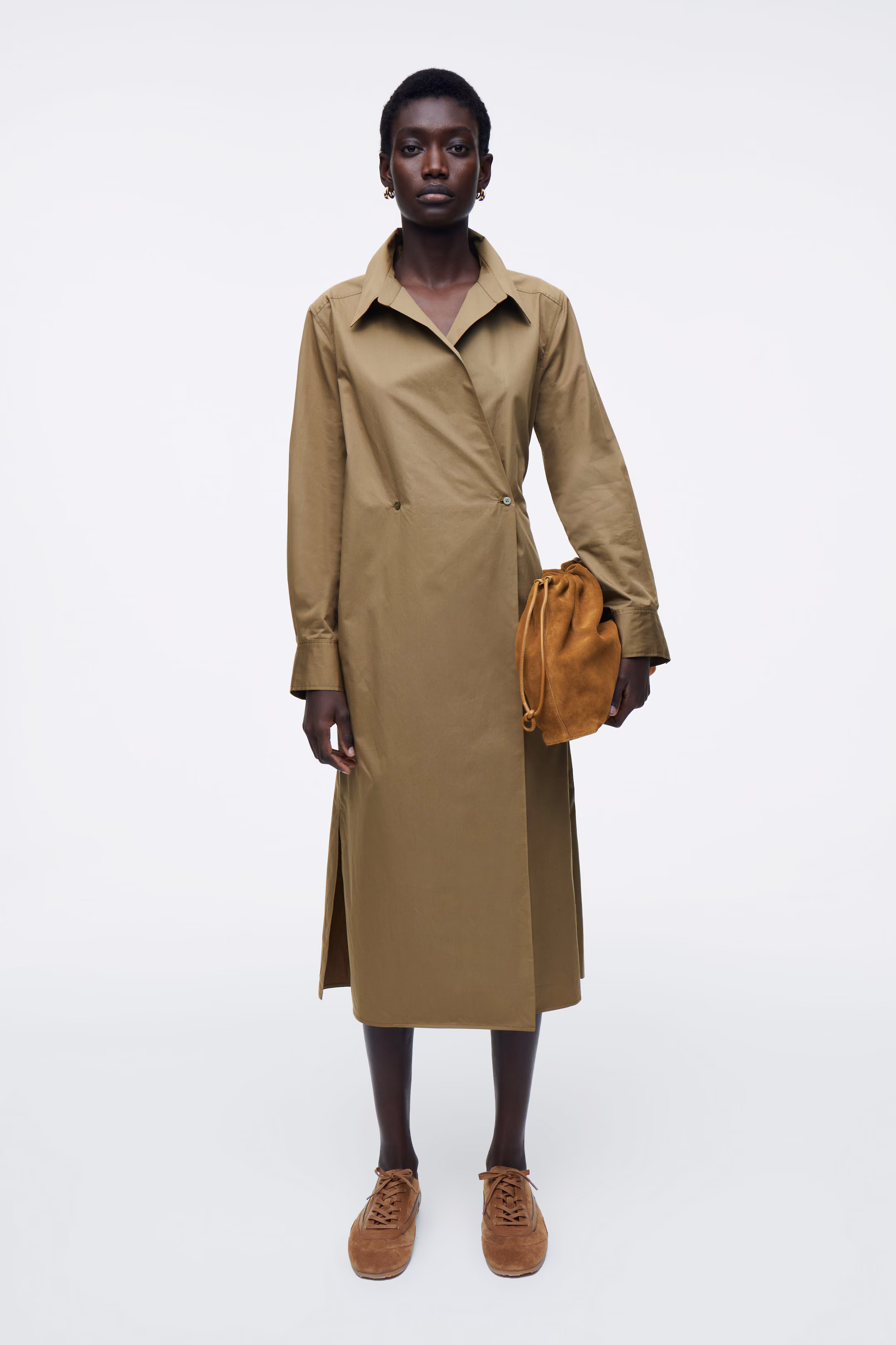 DOUBLE-BREASTED MIDI SHIRT DRESS