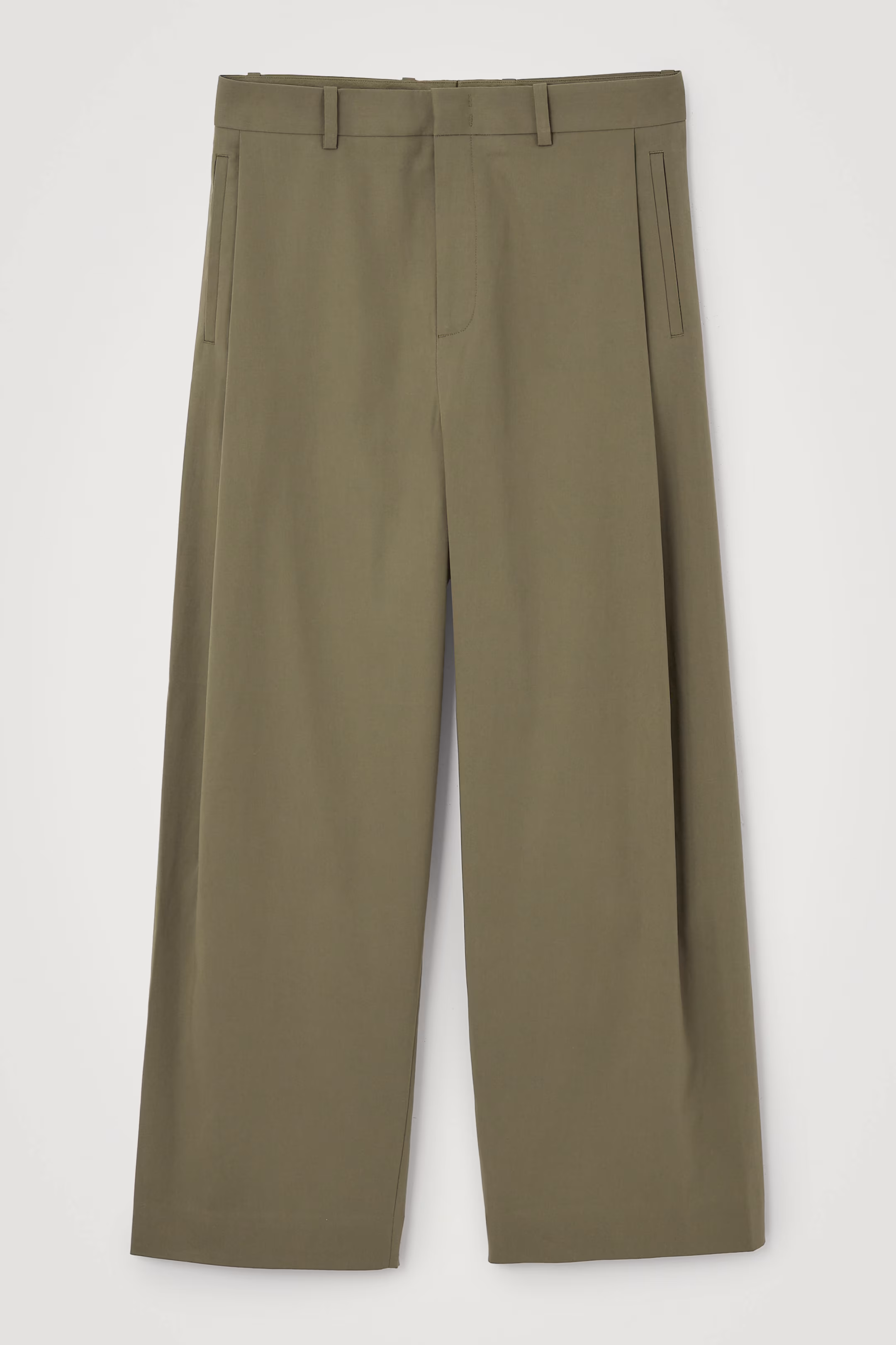 PLEATED COTTON WIDE-LEG TROUSERS