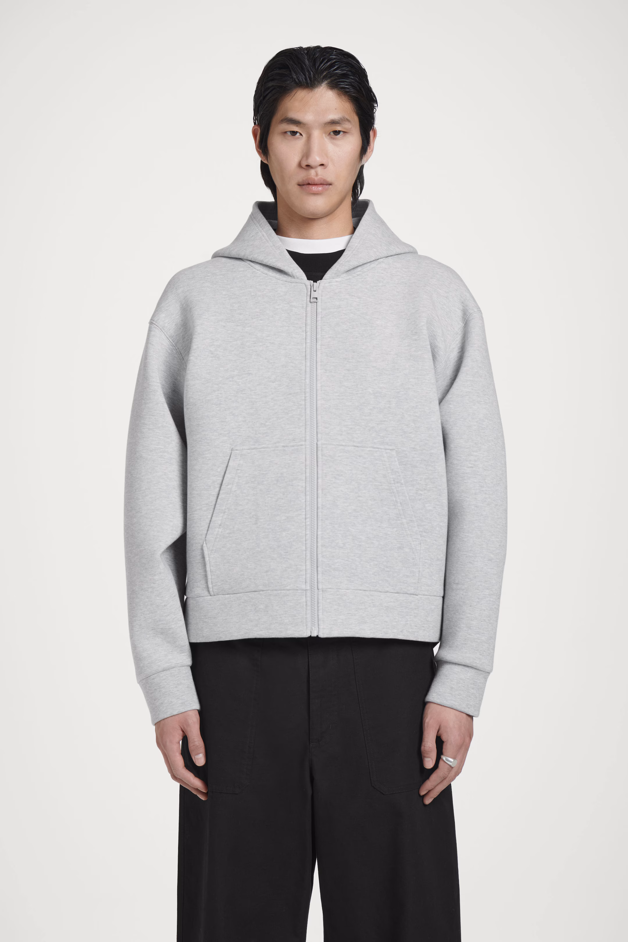 OVERSIZED SCUBA-JERSEY ZIP-UP HOODIE