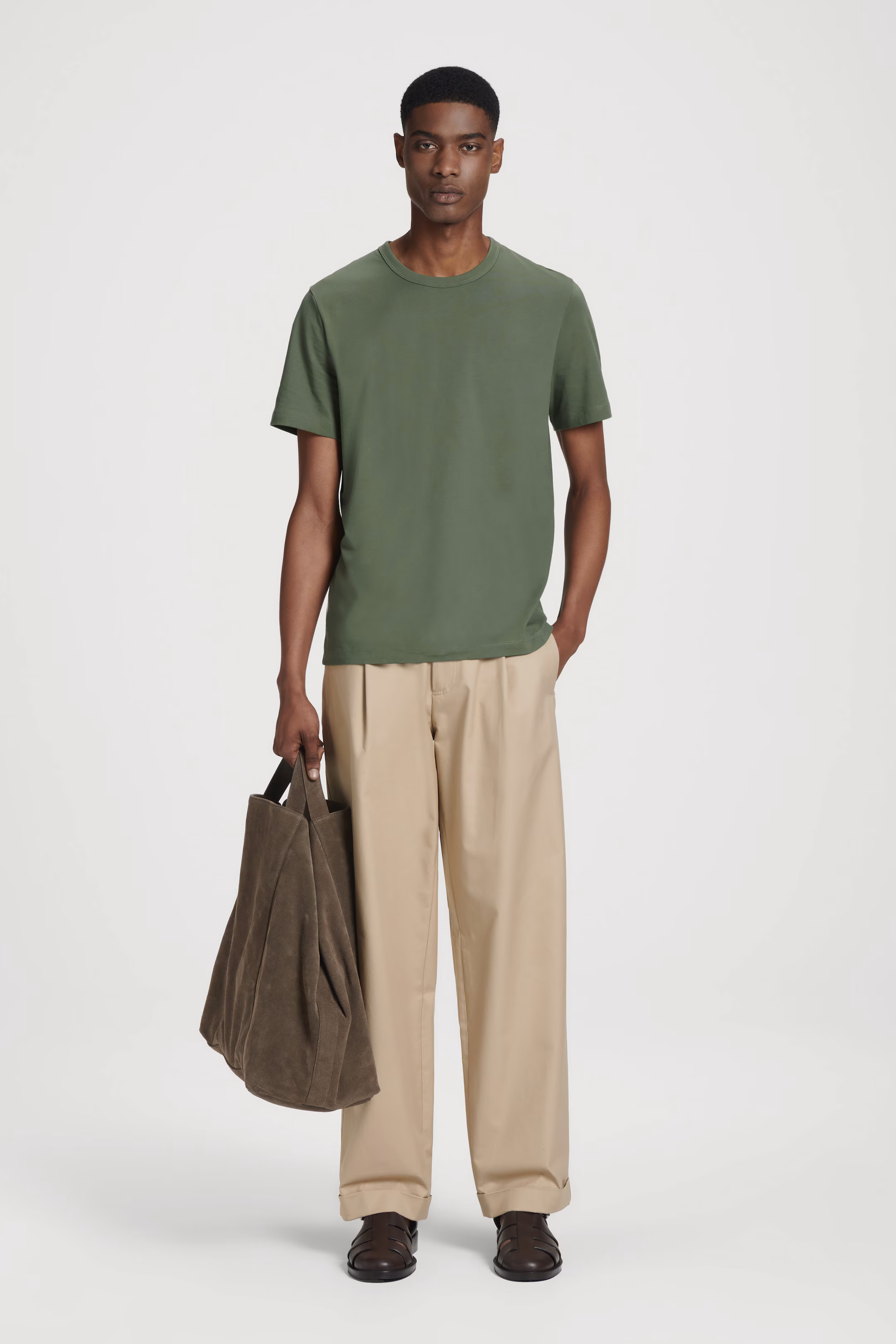 REGULAR LIGHTWEIGHT BRUSHED-COTTON T-SHIRT