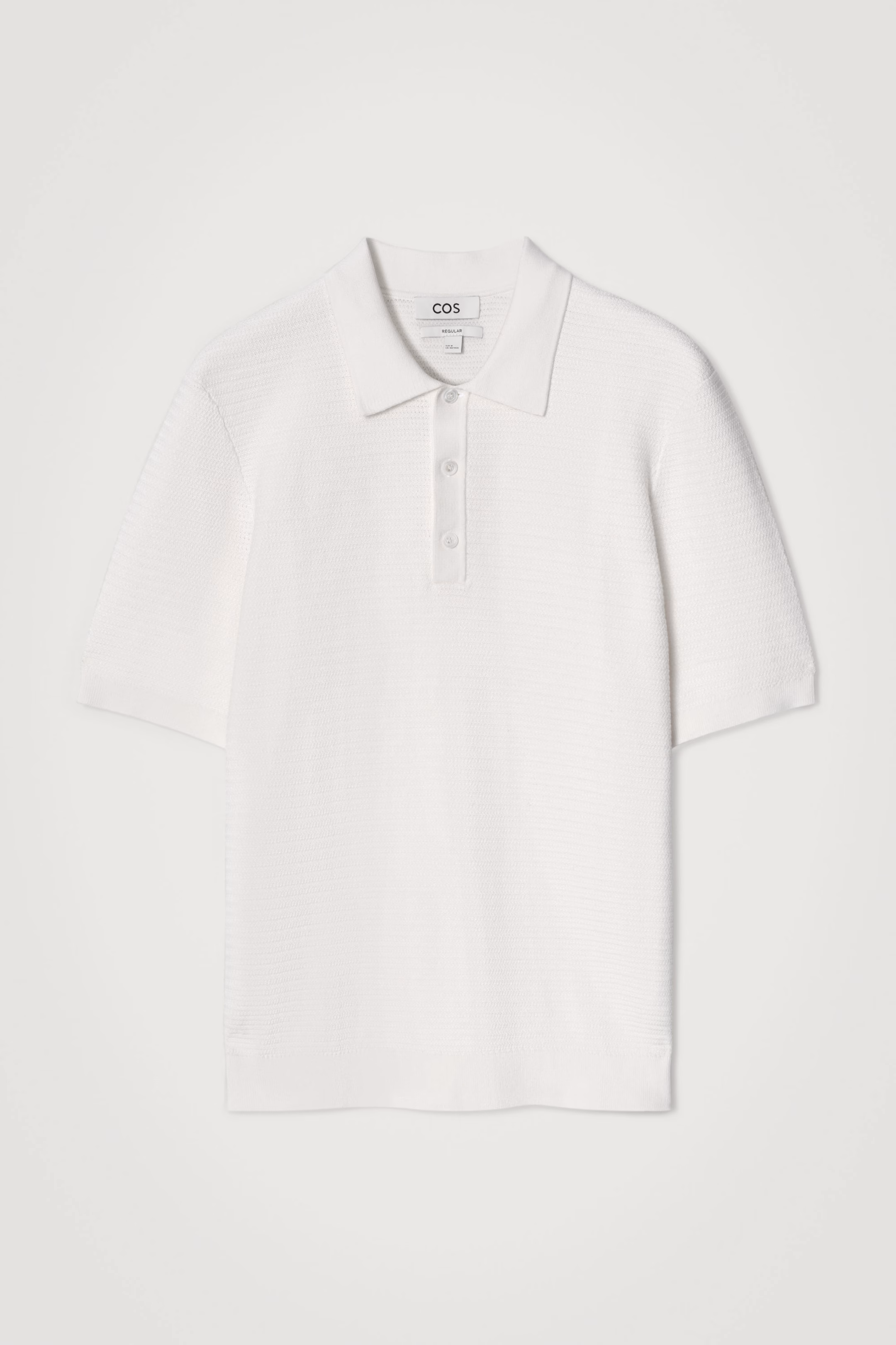 TEXTURED KNITTED COTTON POLO SHIRT