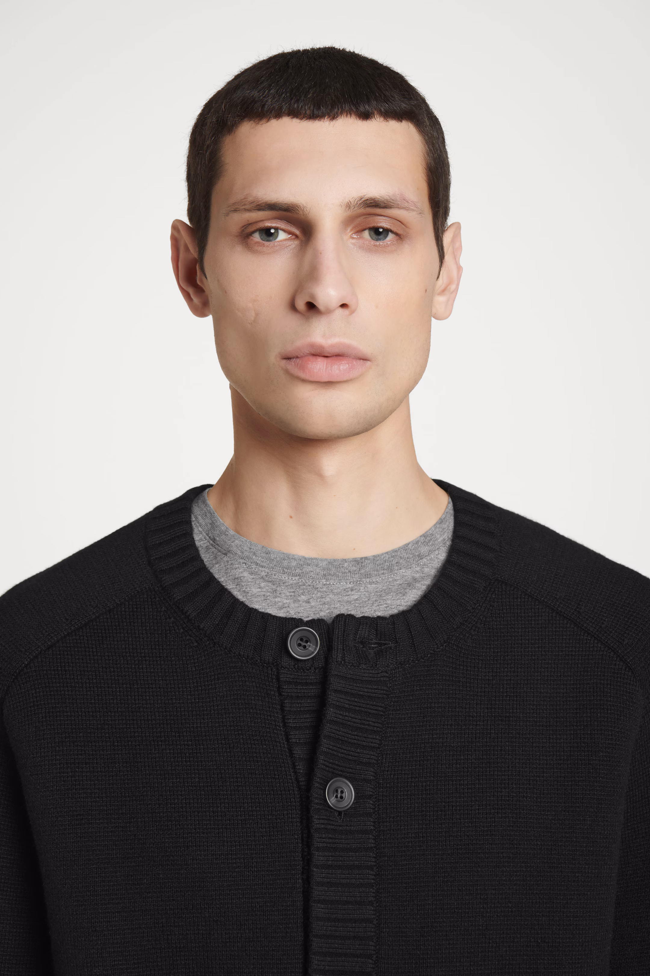 WOOL-BLEND CREW-NECK CARDIGAN