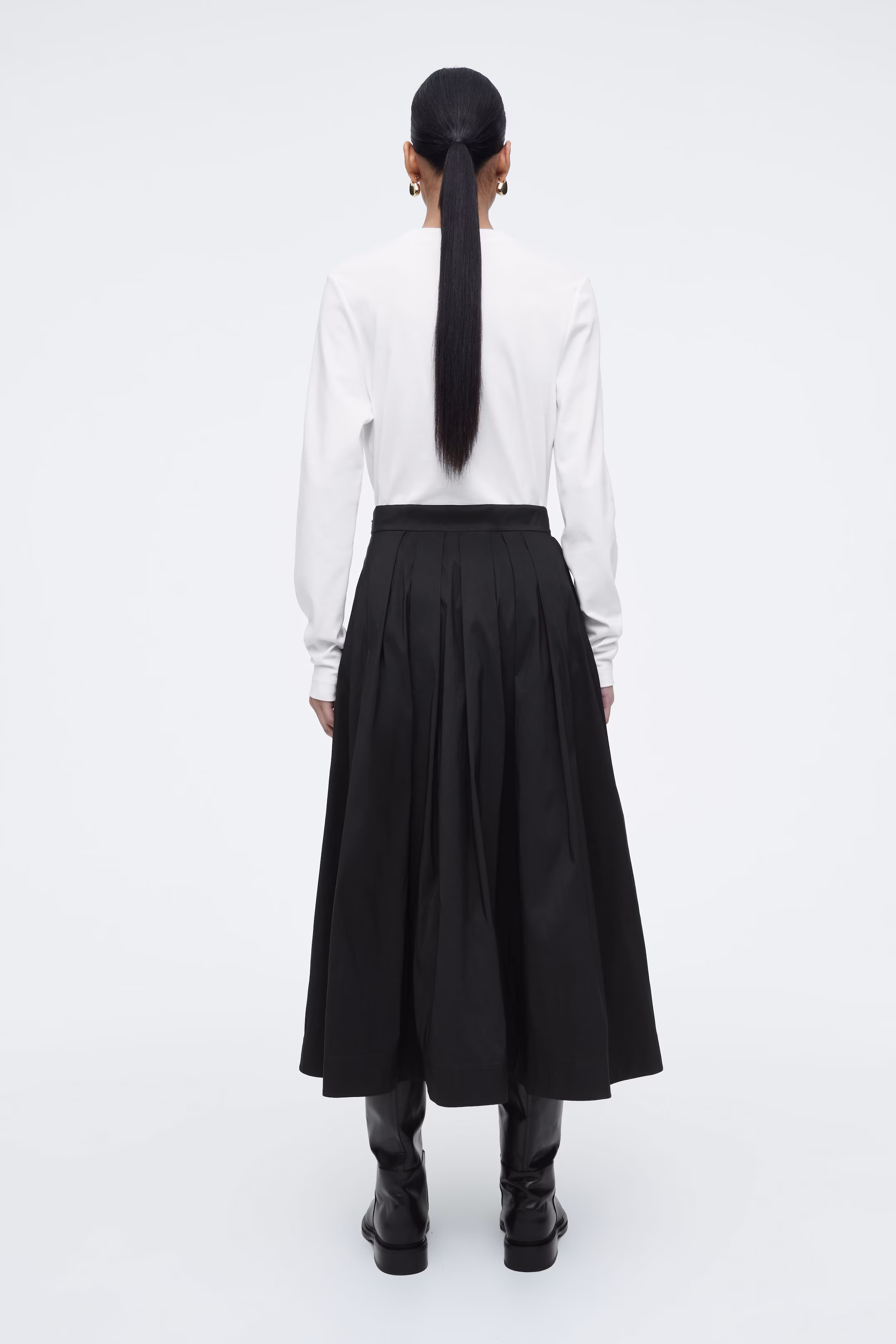 PLEATED A-LINE MIDI SKIRT
