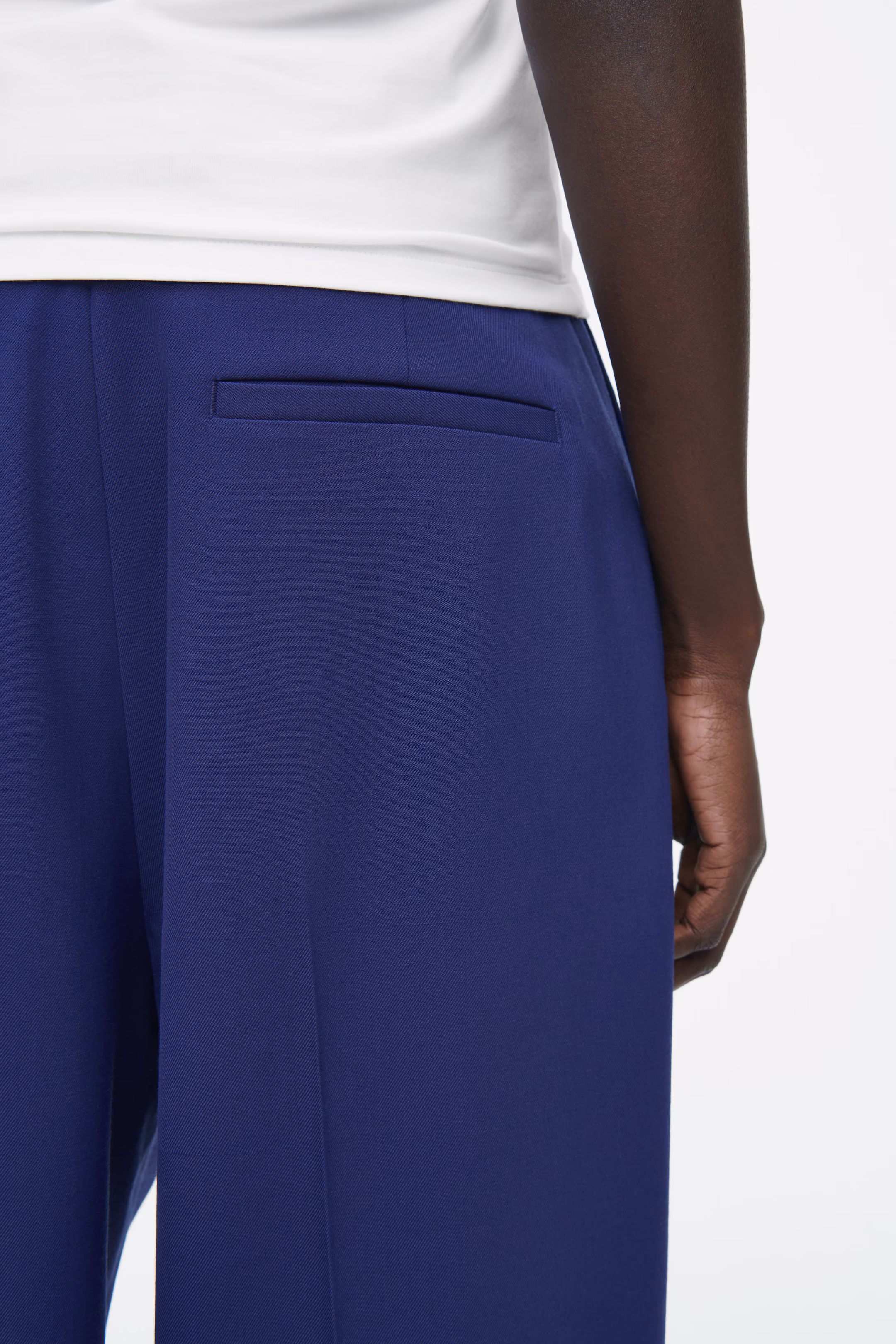 RELAXED TWILL WIDE-LEG TROUSERS