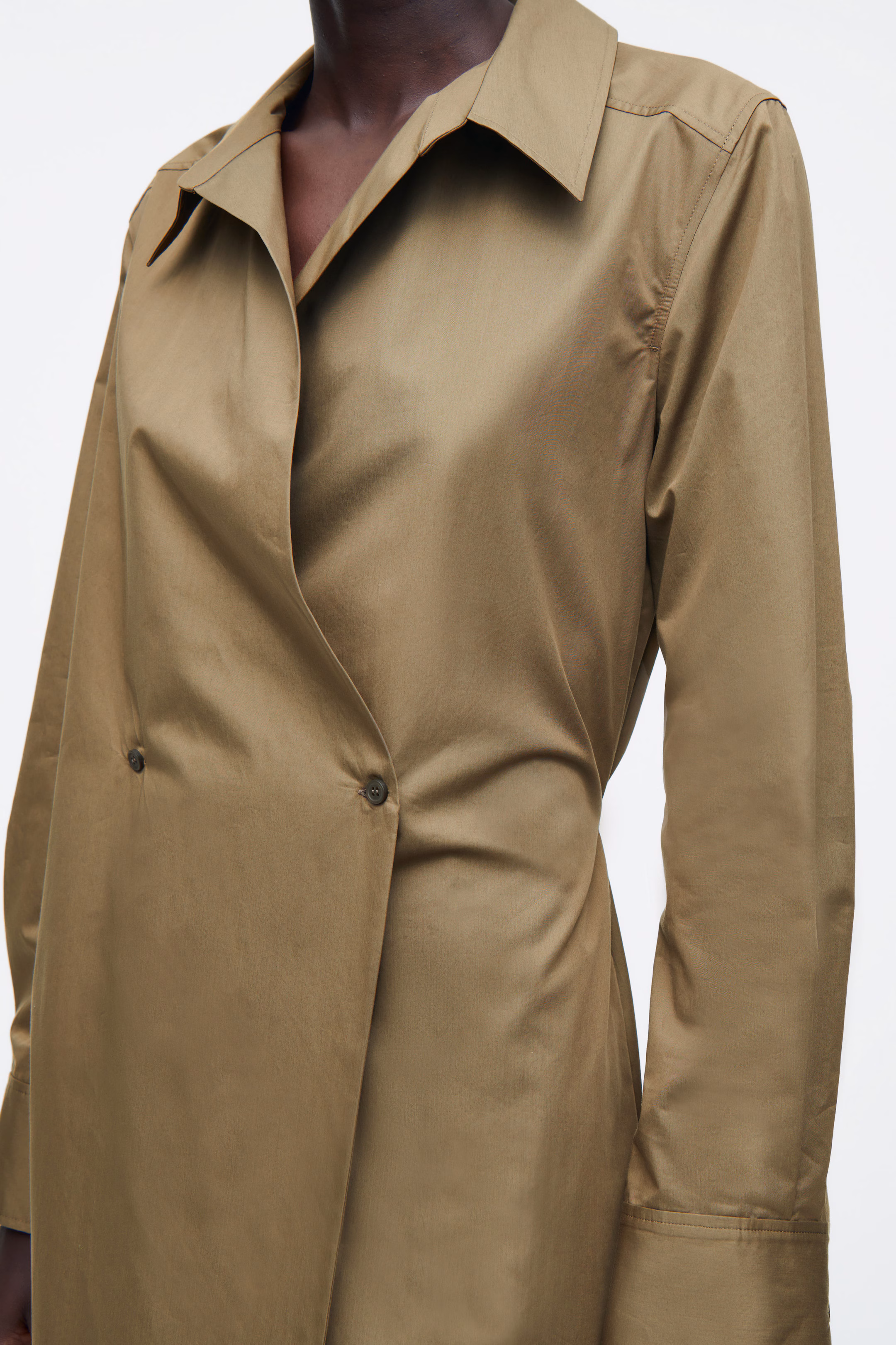 DOUBLE-BREASTED MIDI SHIRT DRESS