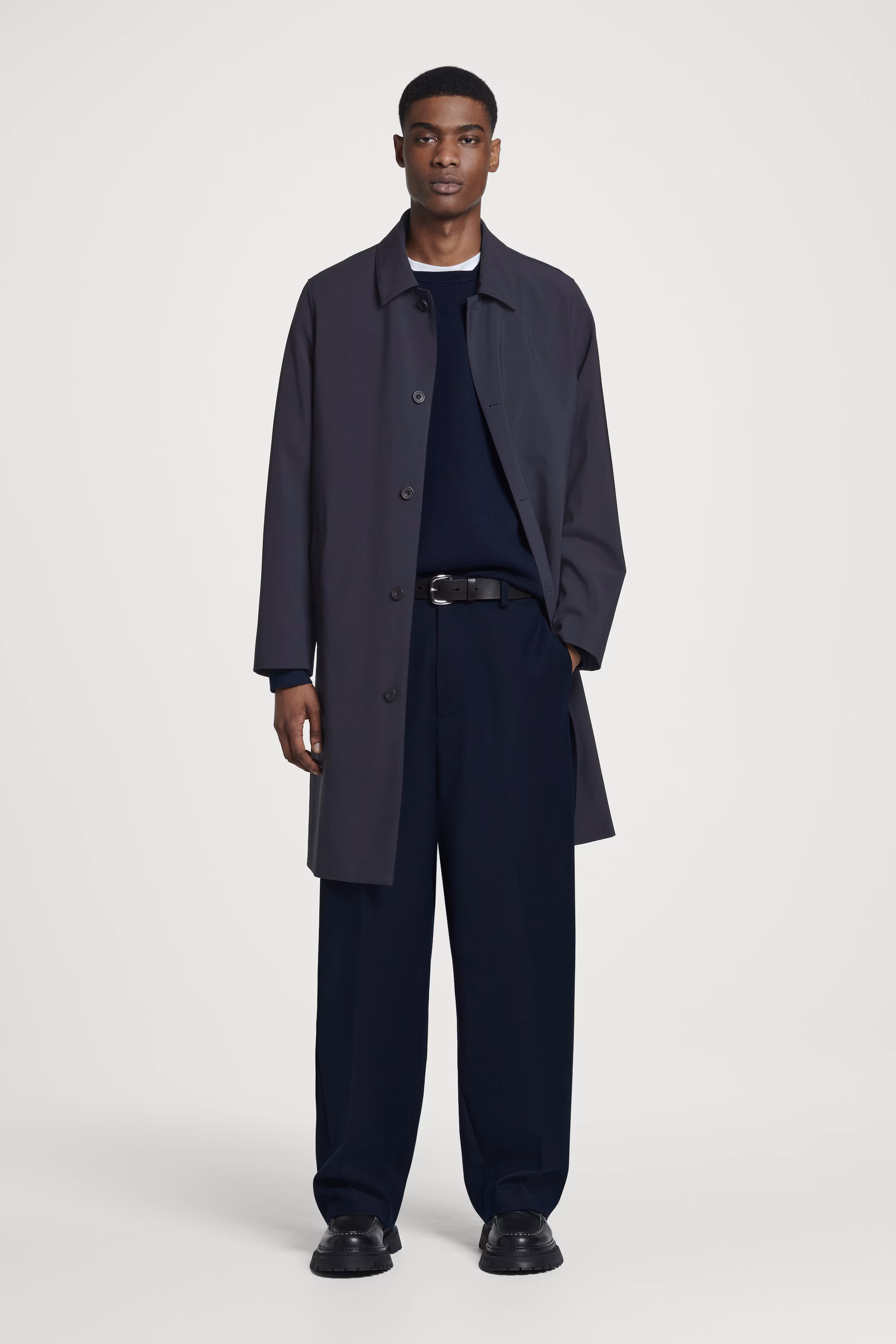 DOUBLE-FACED BOMBER-NECK KNITTED JUMPER