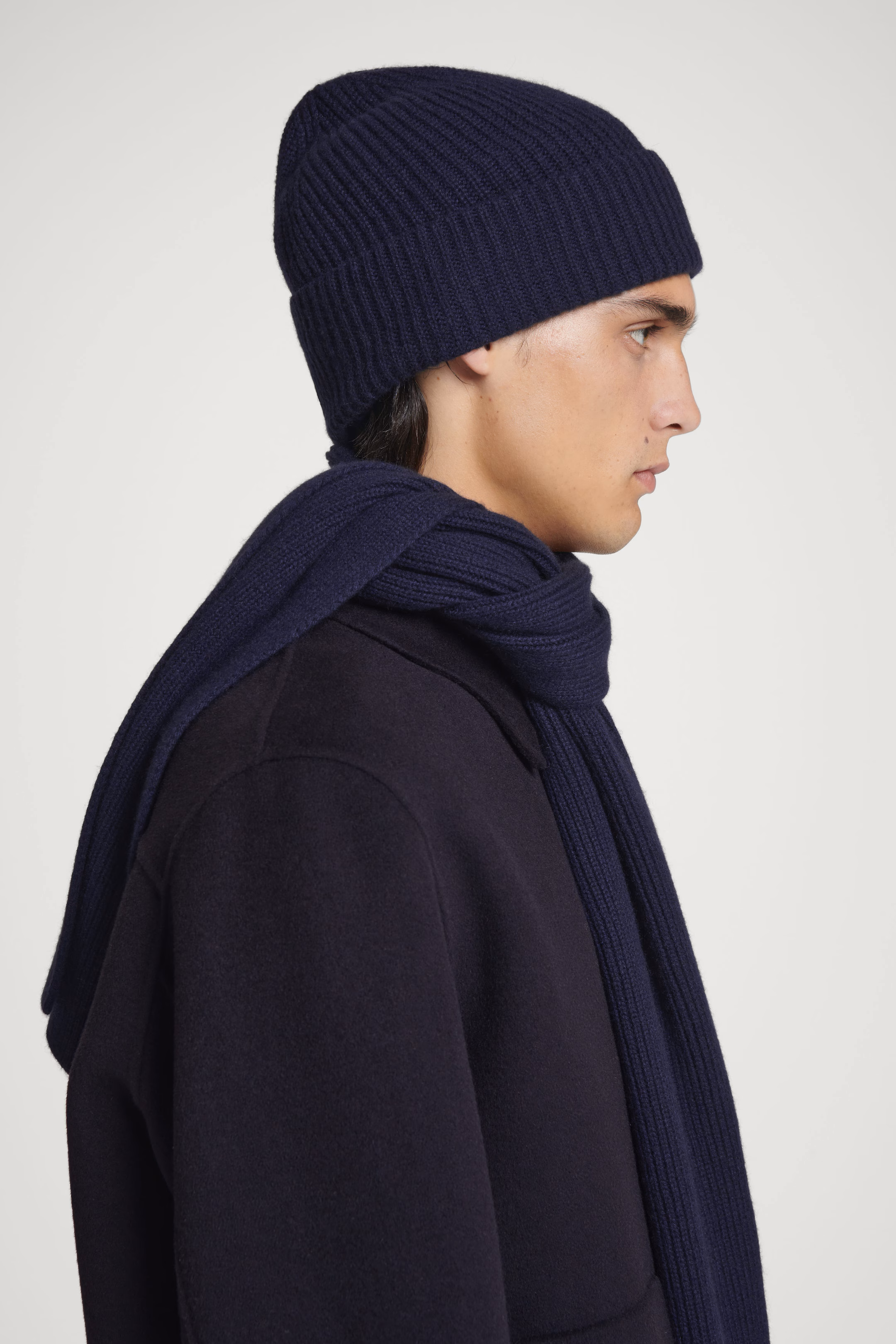 RIBBED WOOL AND CASHMERE BEANIE