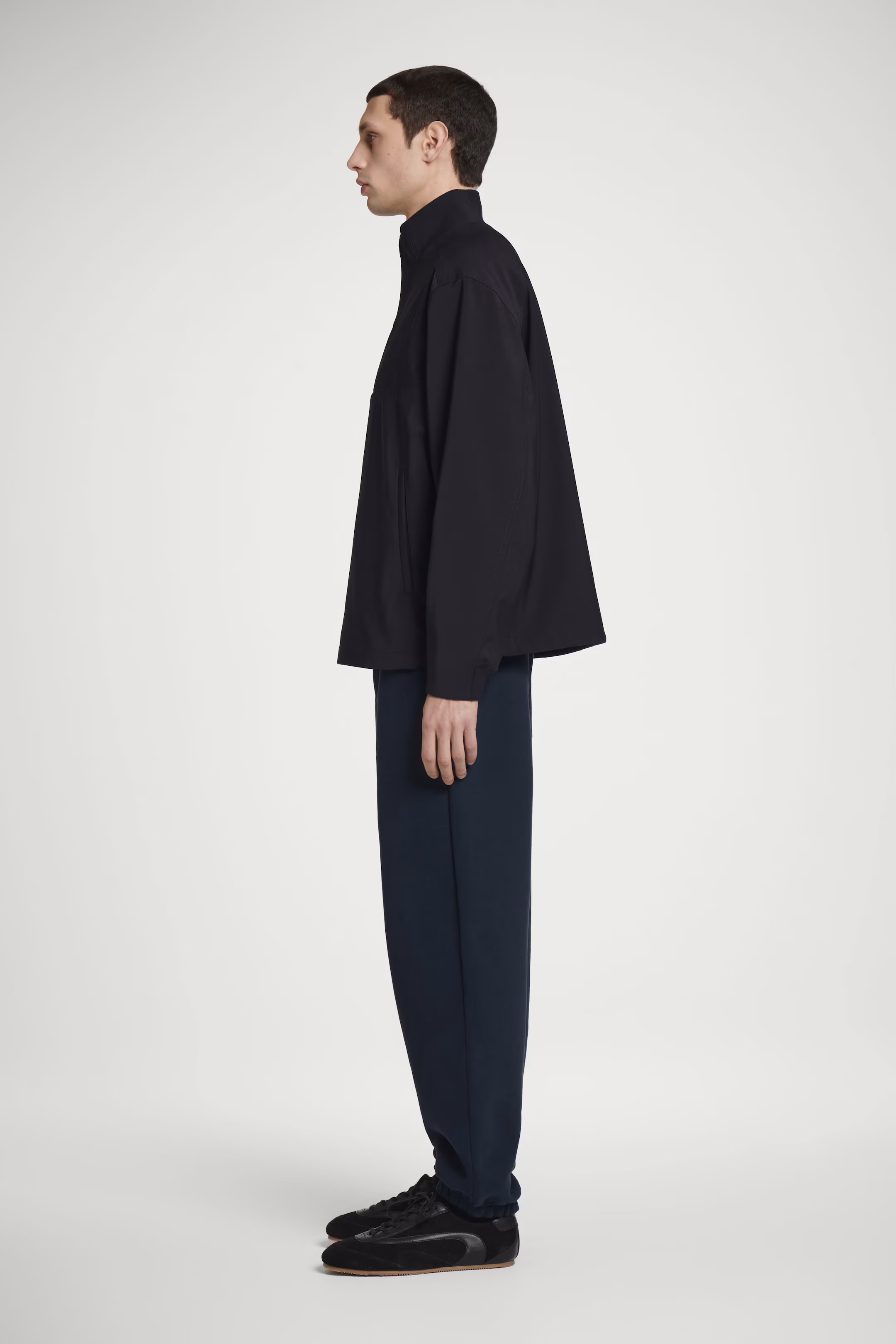 DOUBLE-FACED WOOL-BLEND HALF-ZIP JACKET