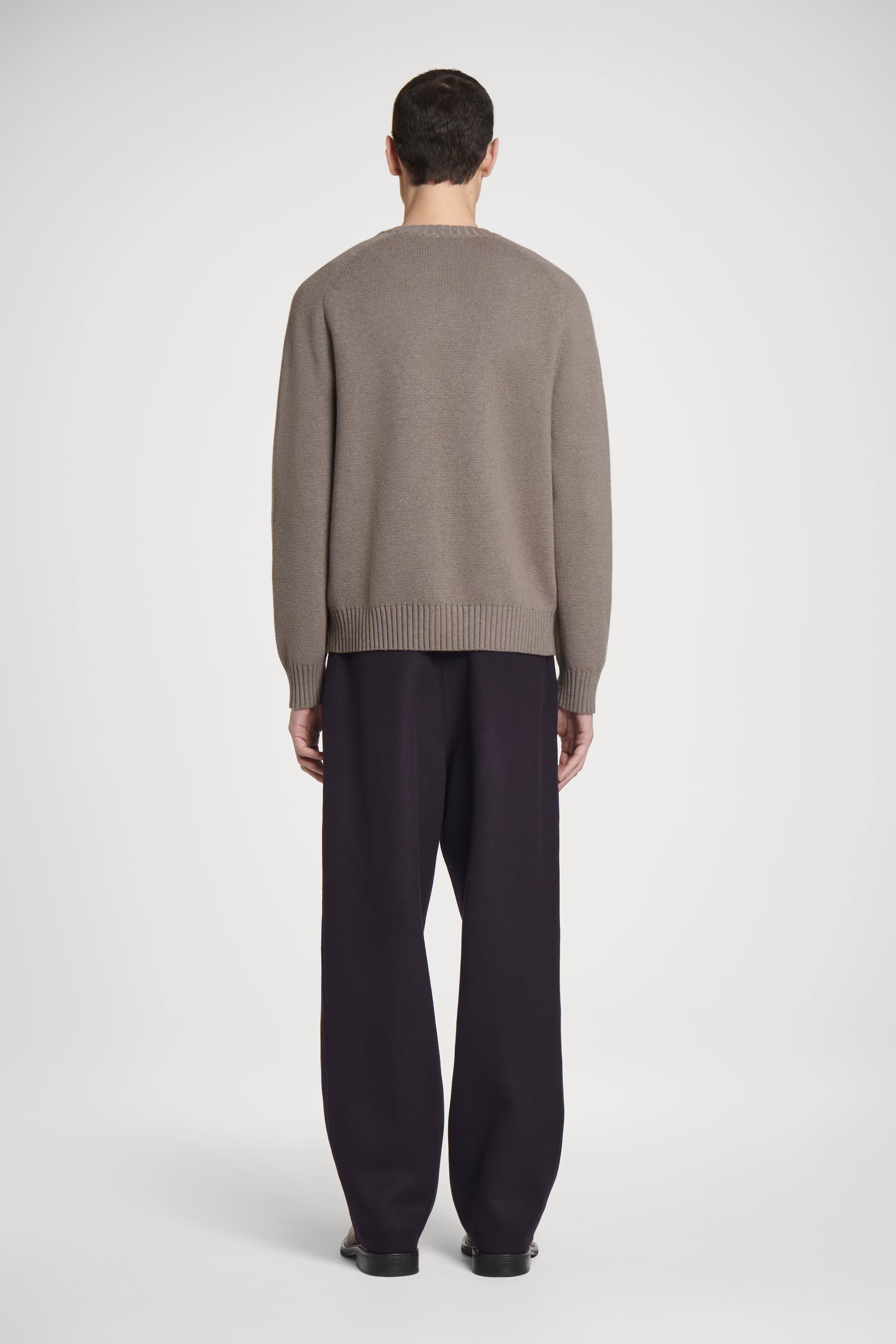 WOOL-BLEND CREW-NECK CARDIGAN