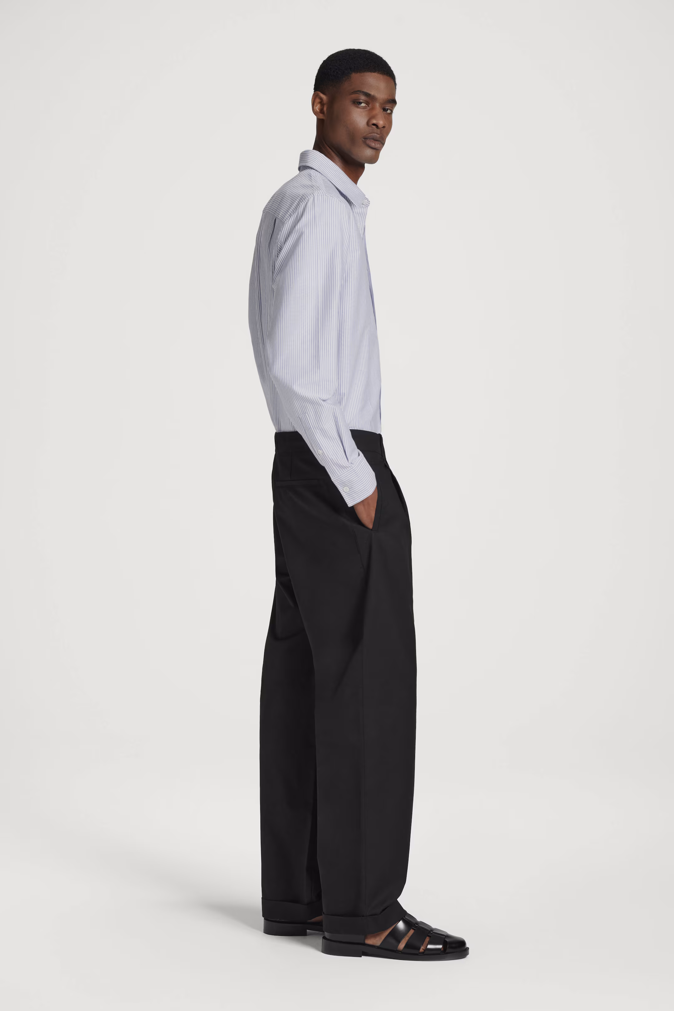 TAPERED COTTON TURN-UP TROUSERS