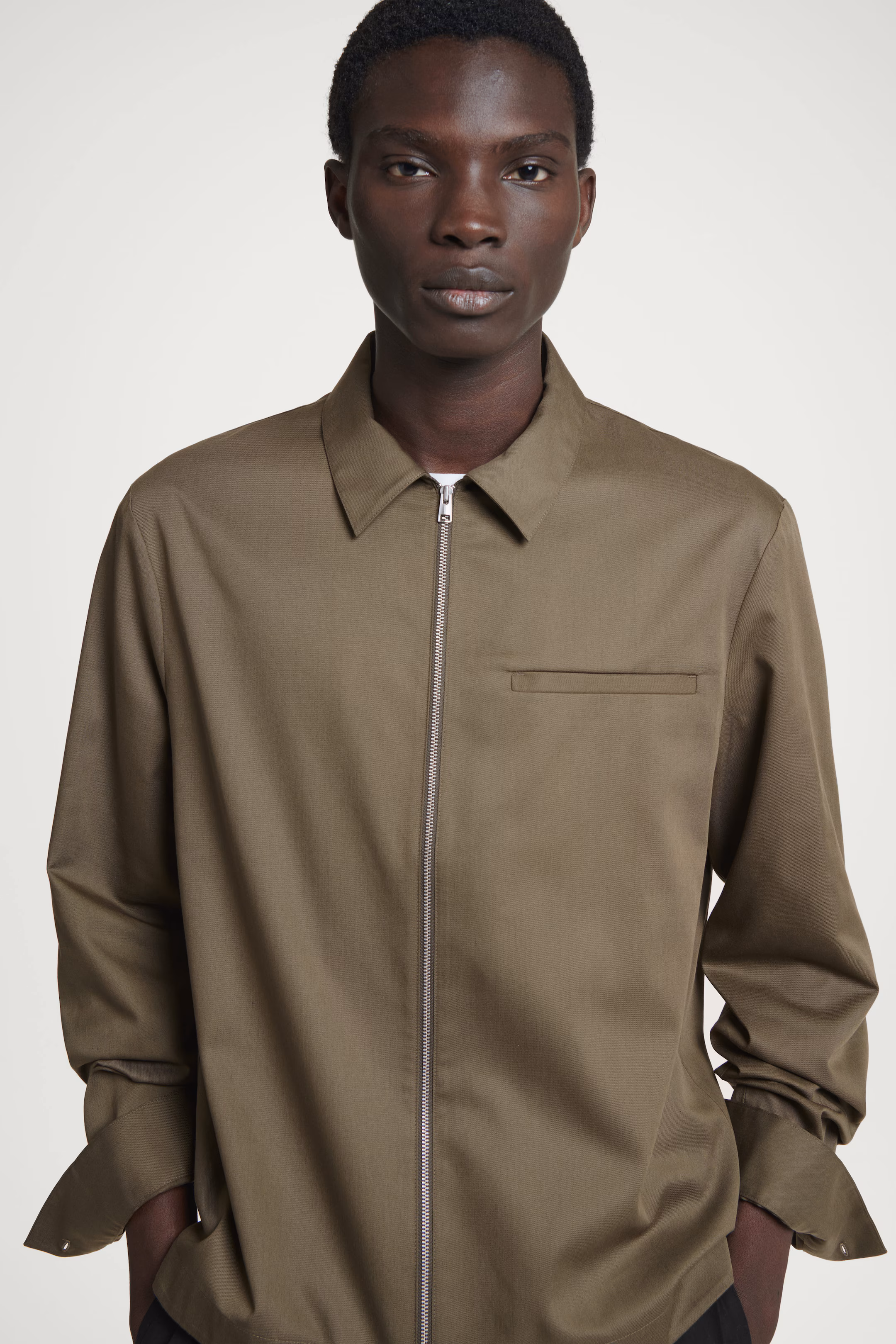ZIPPED TWILL SHIRT