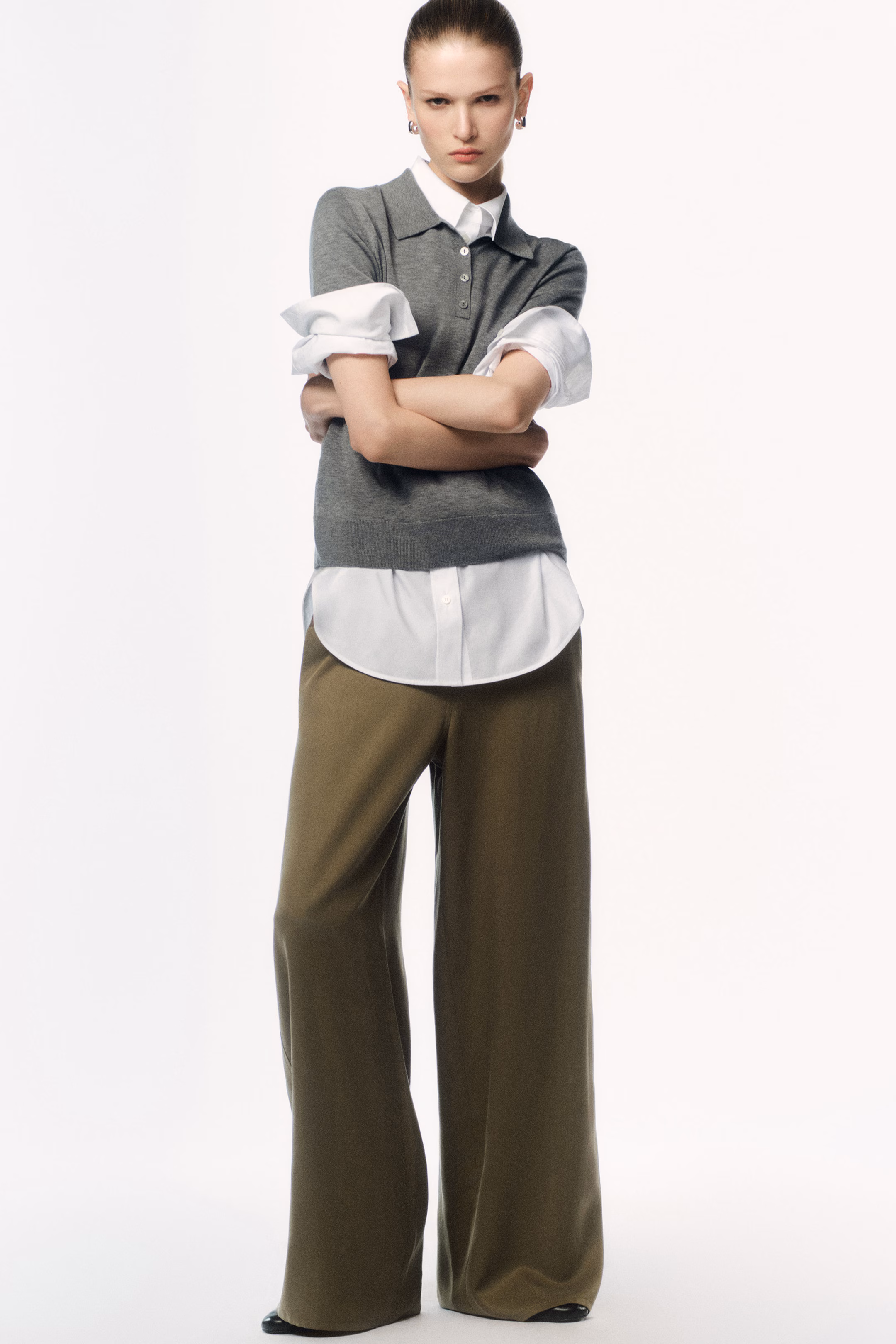 TIE-DETAIL WIDE-LEG TROUSERS