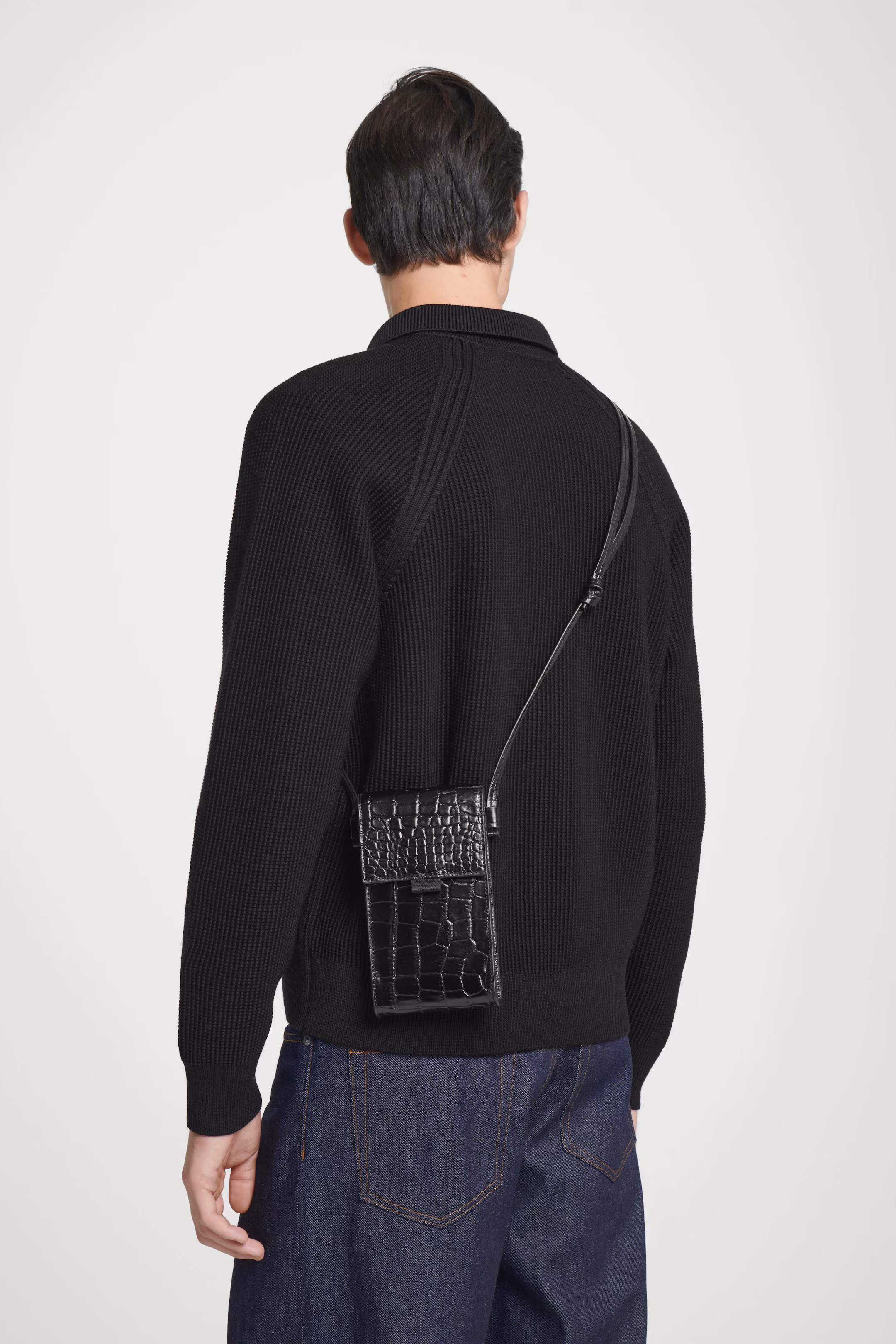 CROC-EFFECT LEATHER CROSSBODY PHONE POUCH