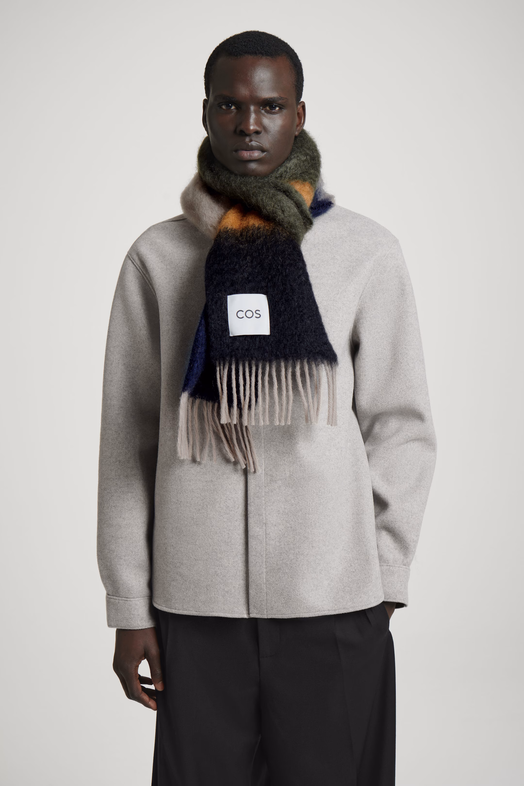 COLOUR-BLOCK MOHAIR SCARF