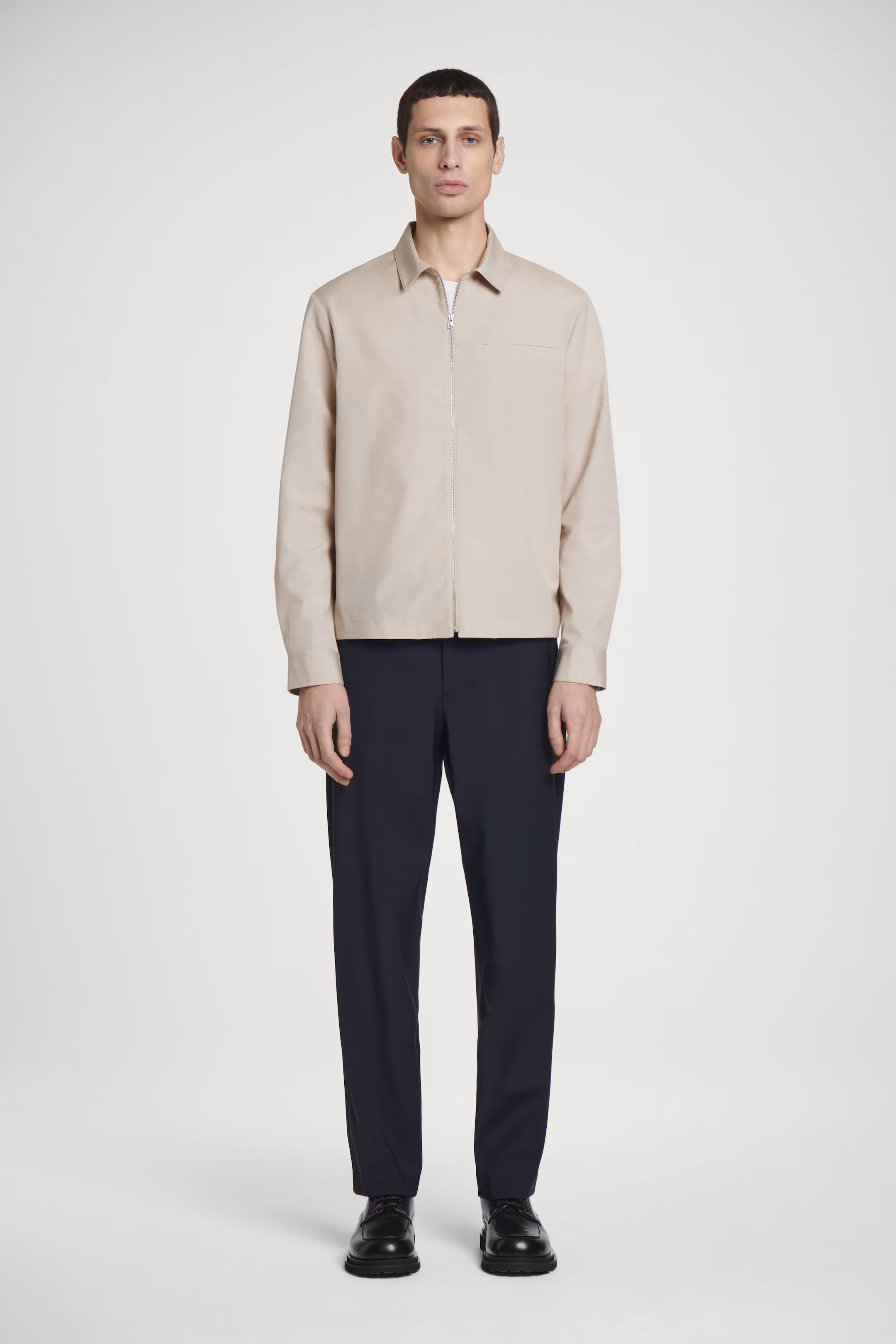 WOOL-BLEND STRAIGHT-LEG TROUSERS