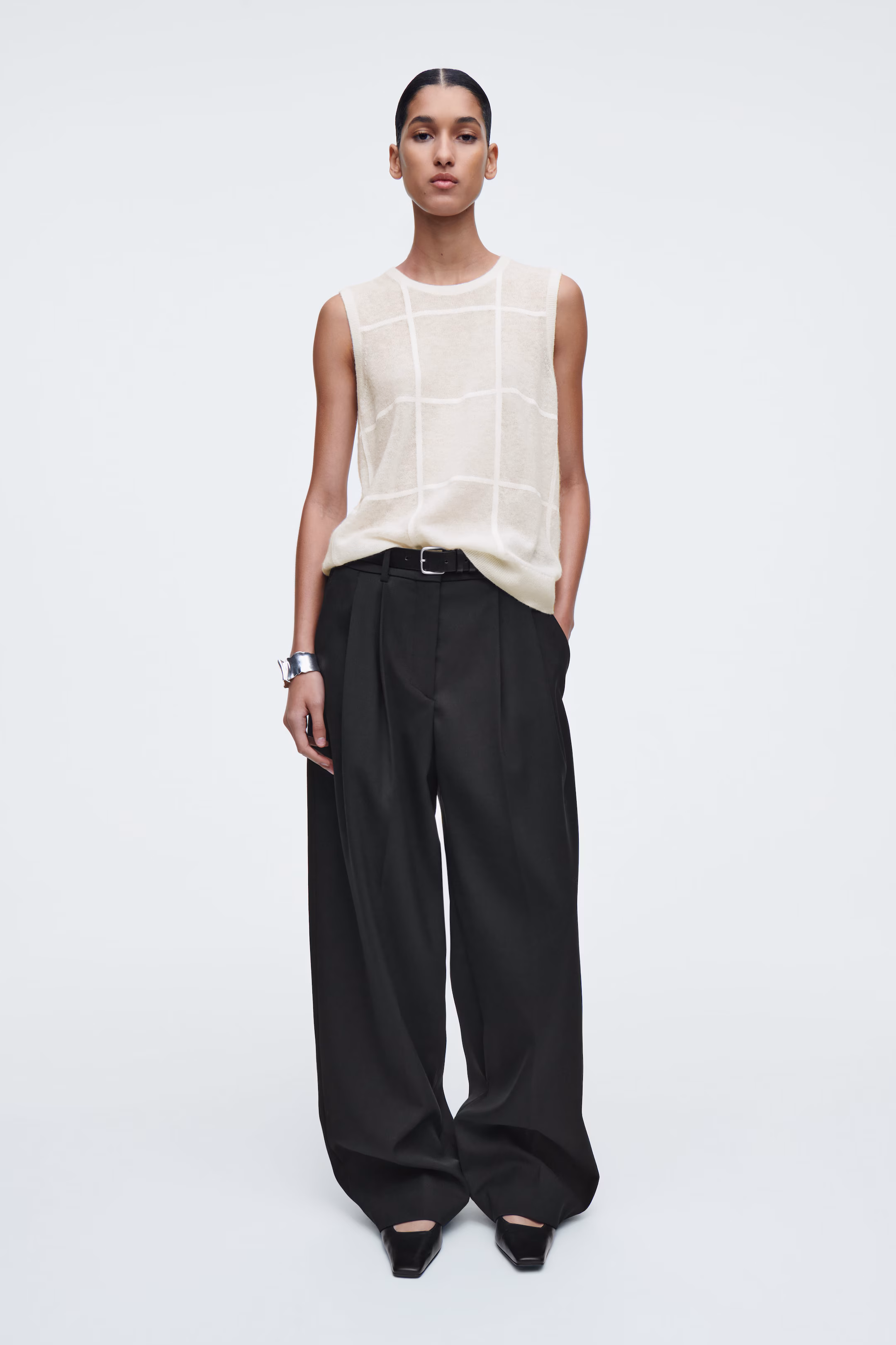 WINDOWPANE-CHECK VEST