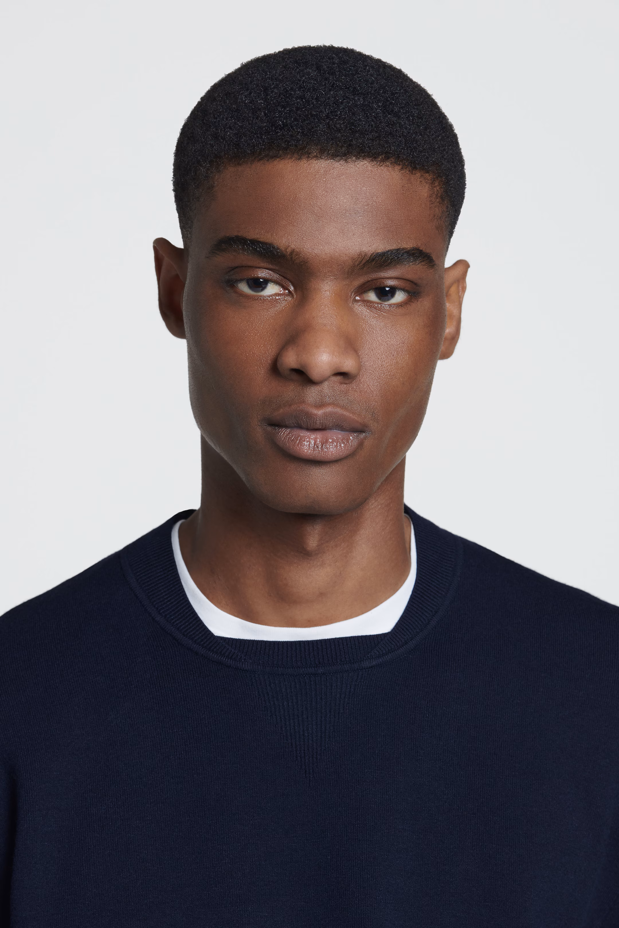 DOUBLE-FACED BOMBER-NECK KNITTED JUMPER