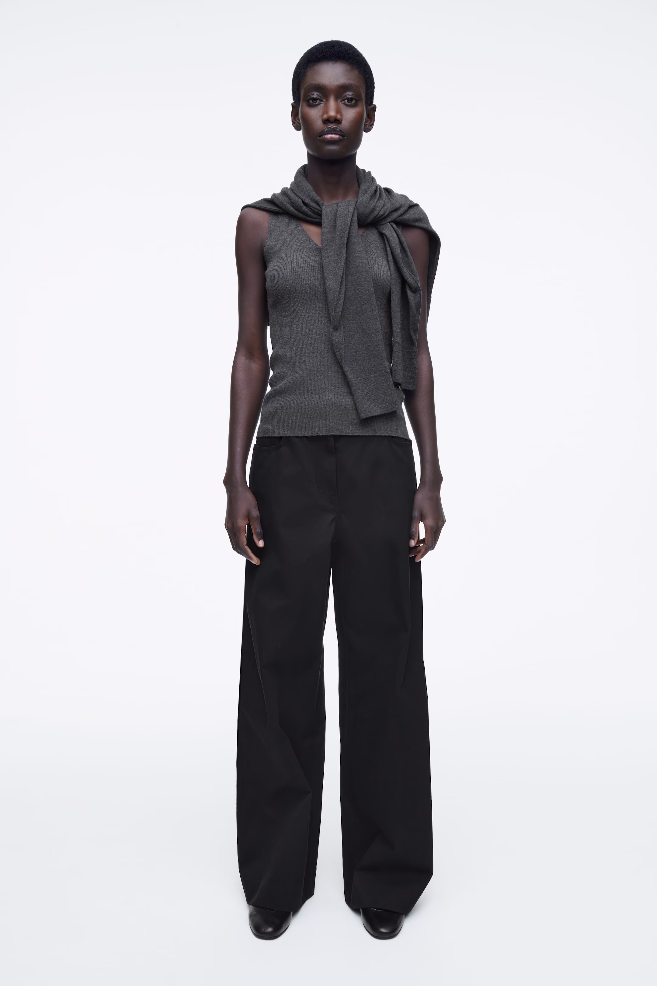 WIDE-LEG COTTON TROUSERS