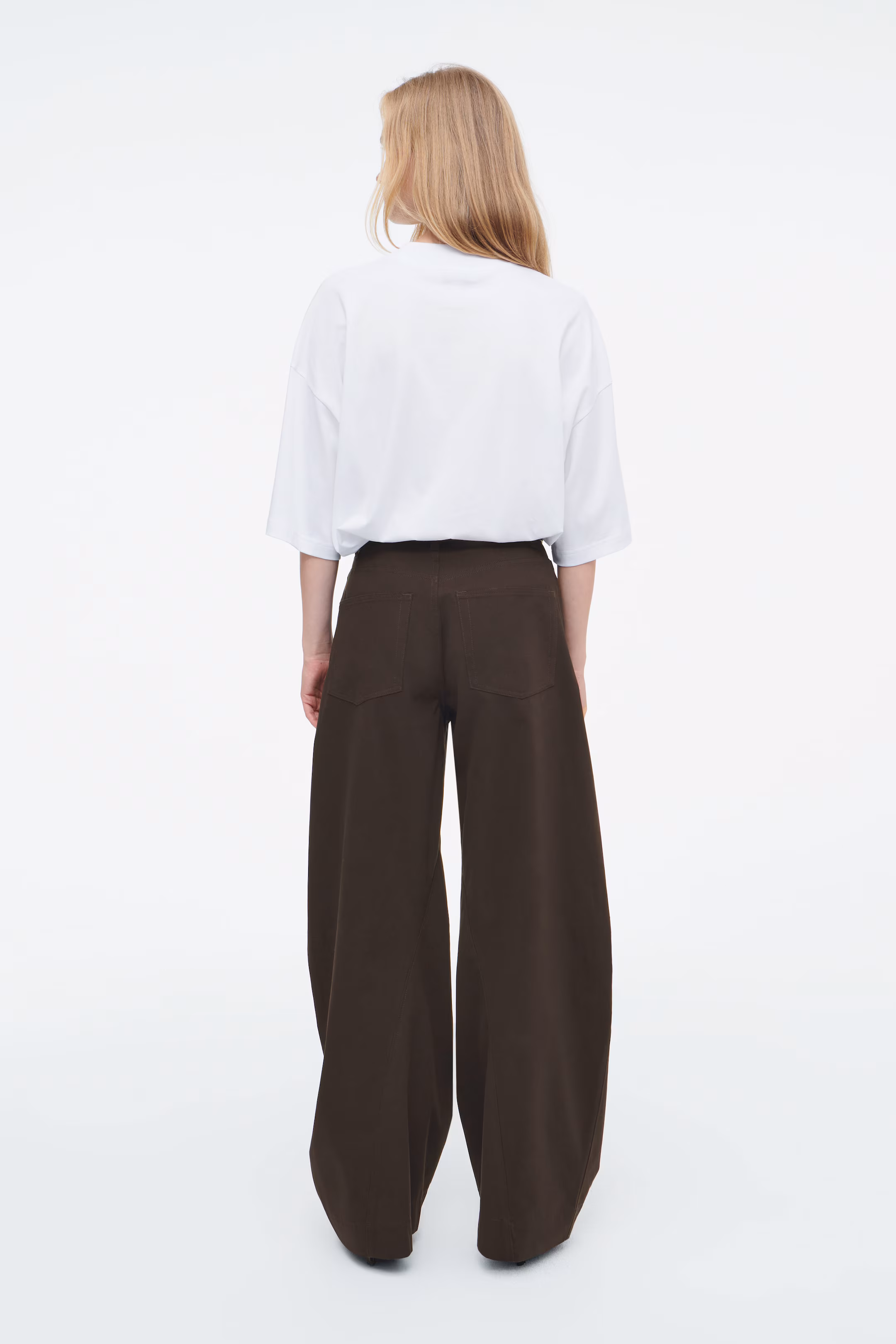 DECONSTRUCTED COTTON BARREL-LEG TROUSERS