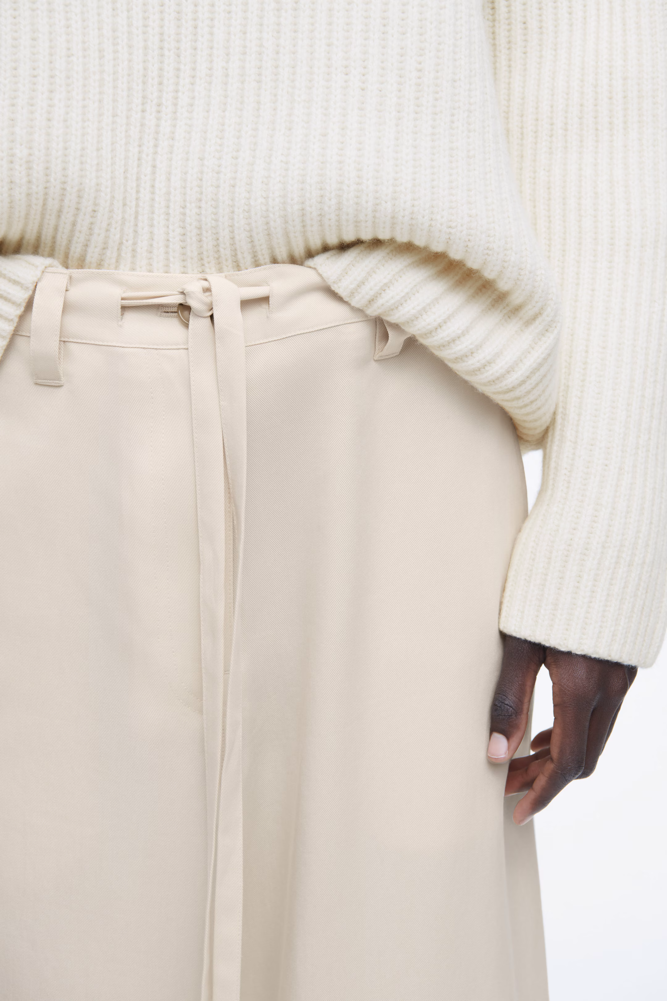 TIE-DETAIL WIDE-LEG TROUSERS