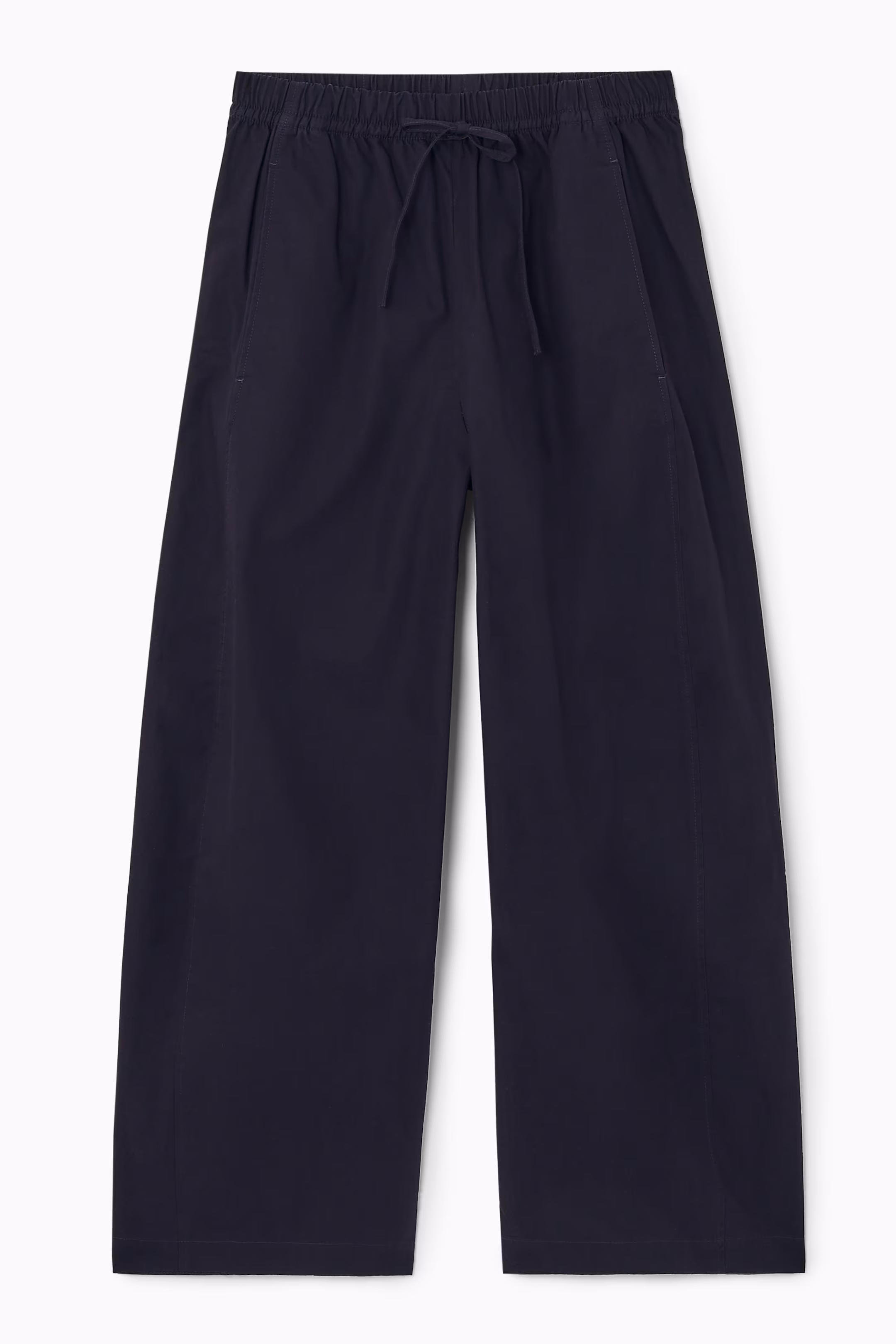 ELASTICATED BARREL-LEG TROUSERS