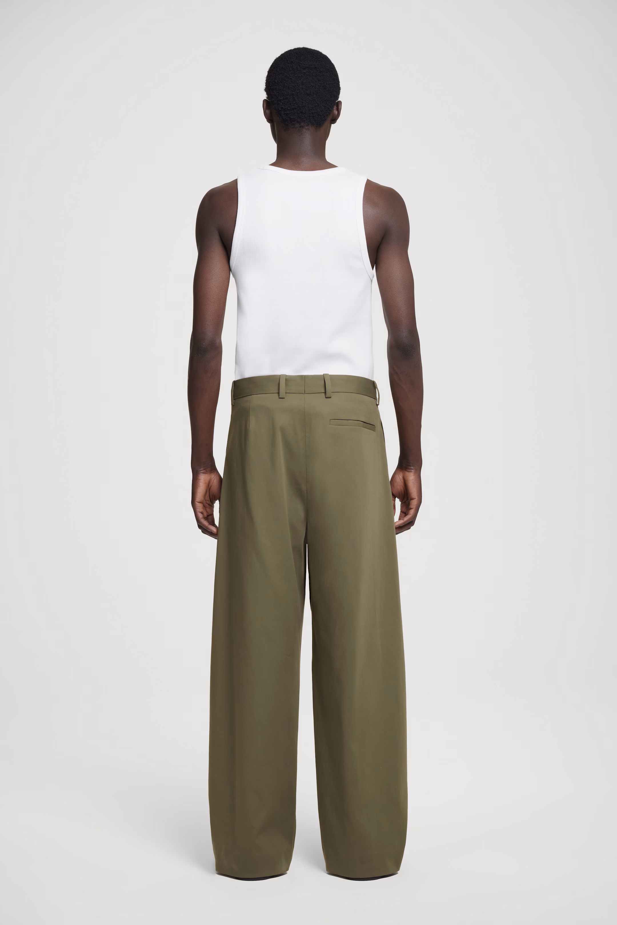 PLEATED COTTON WIDE-LEG TROUSERS