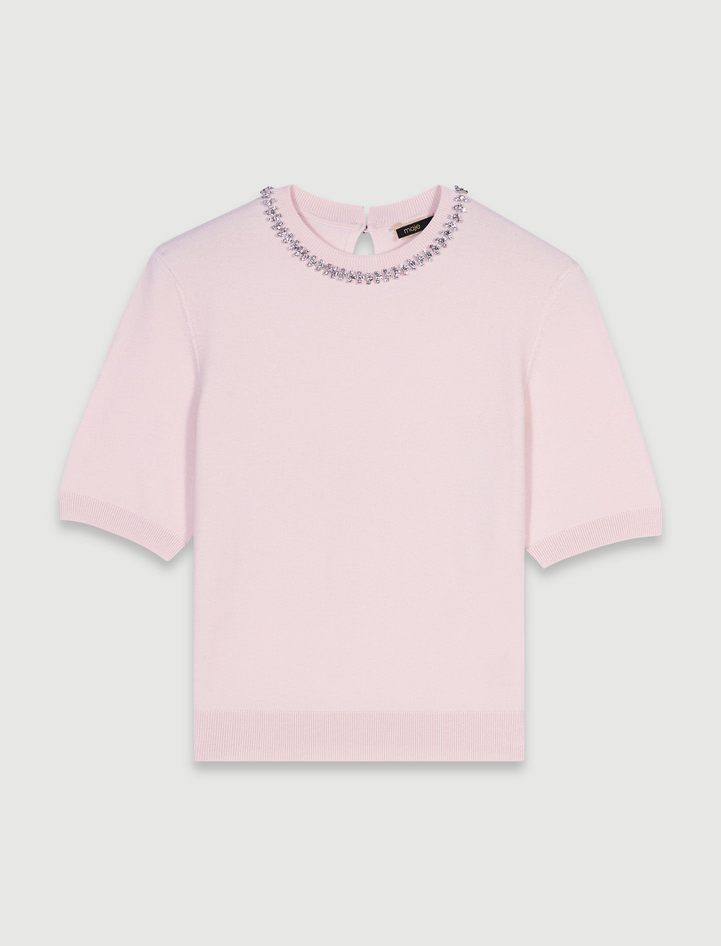 Knit crop jumper with rhinestones