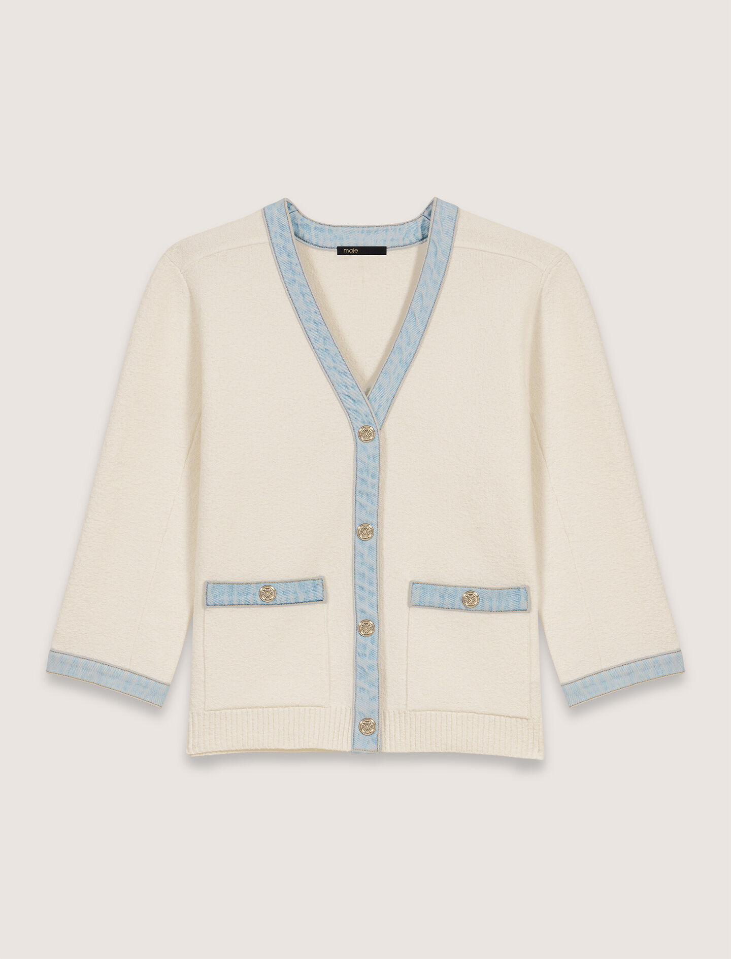 Long cardigan with denim details