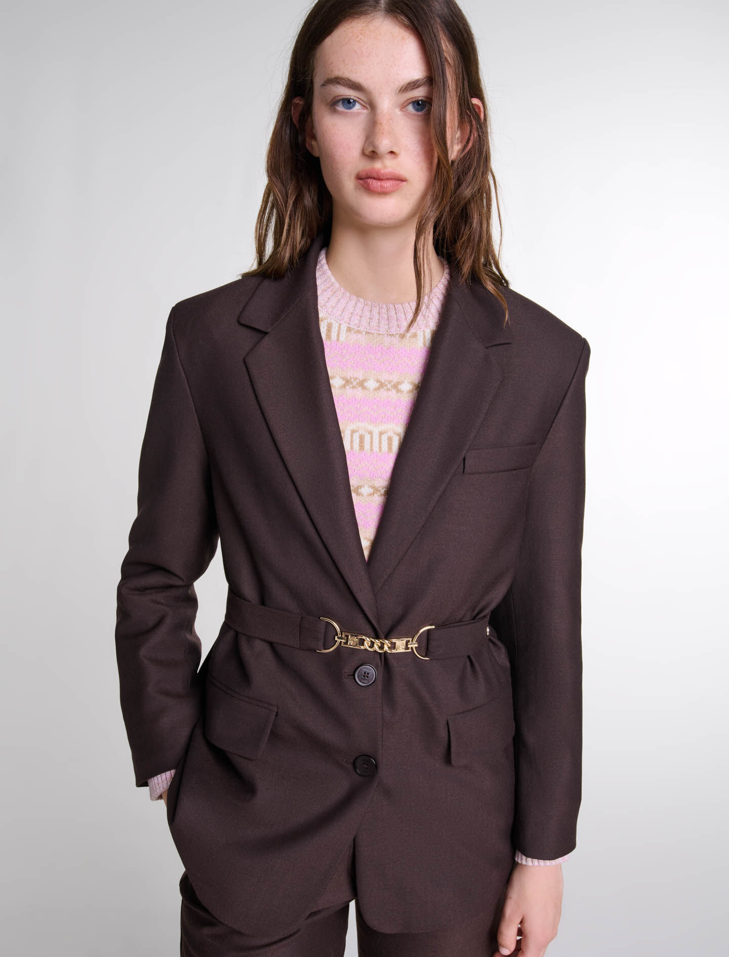 Belted suit jacket