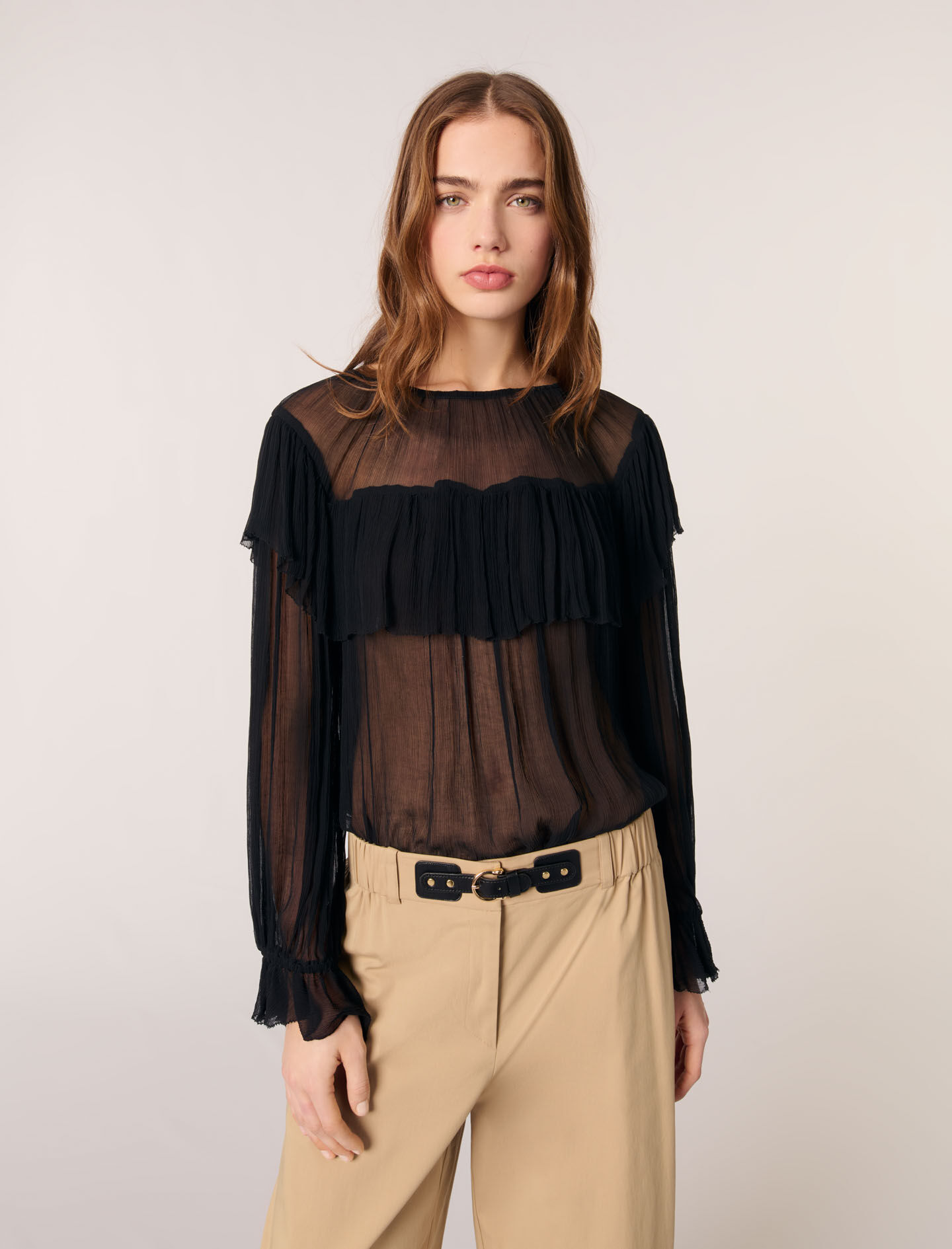 Ruffled chiffon top