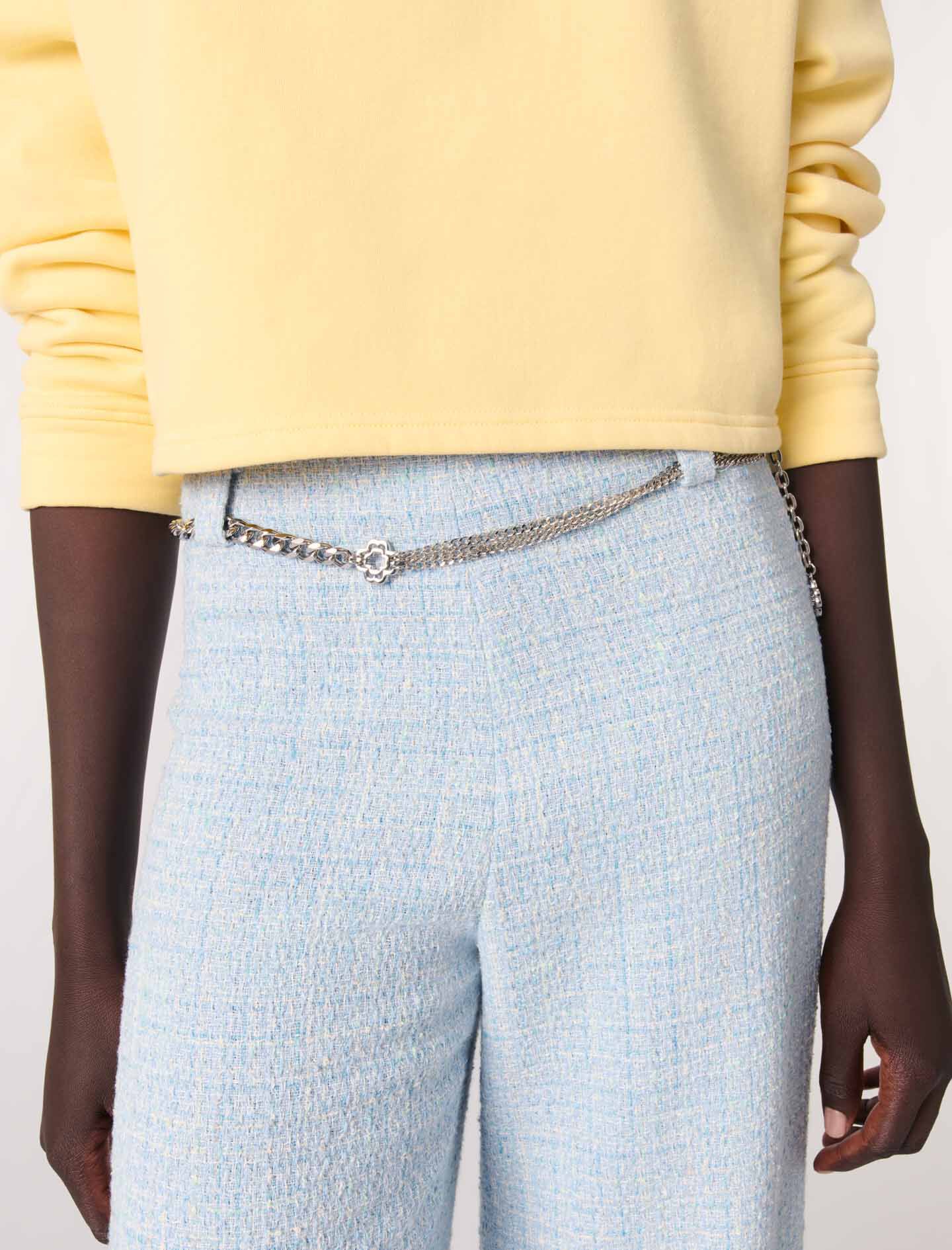 Tweed trousers with belt