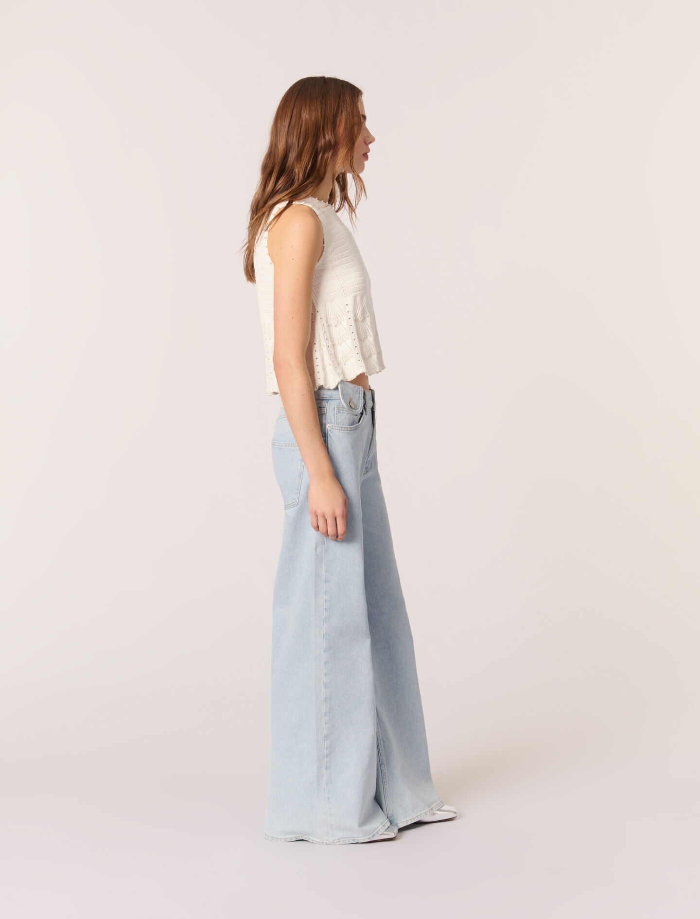 Faded wide-leg jeans