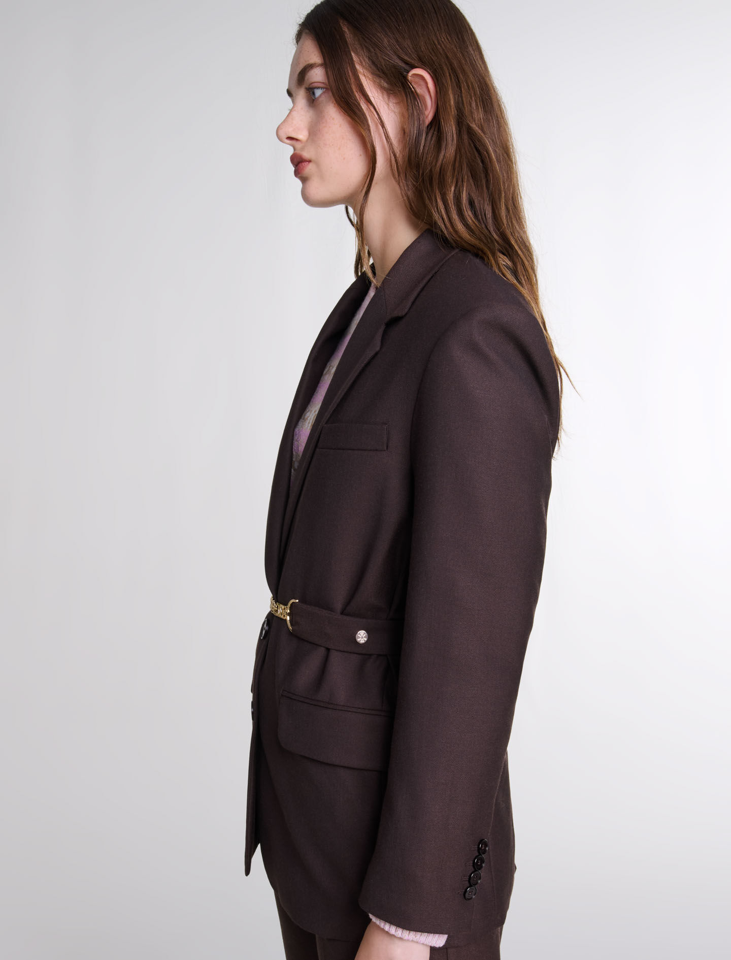 Belted suit jacket