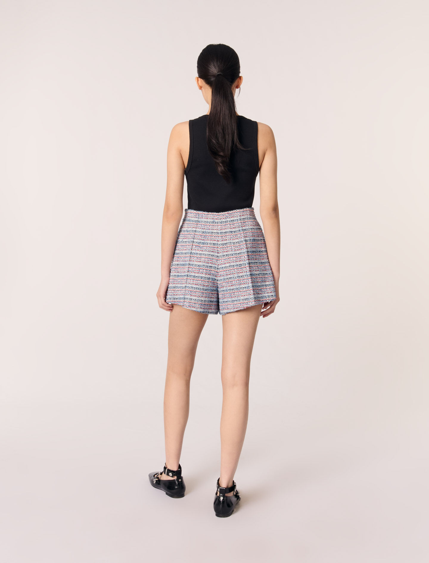 Tweed shorts with contrasting trim