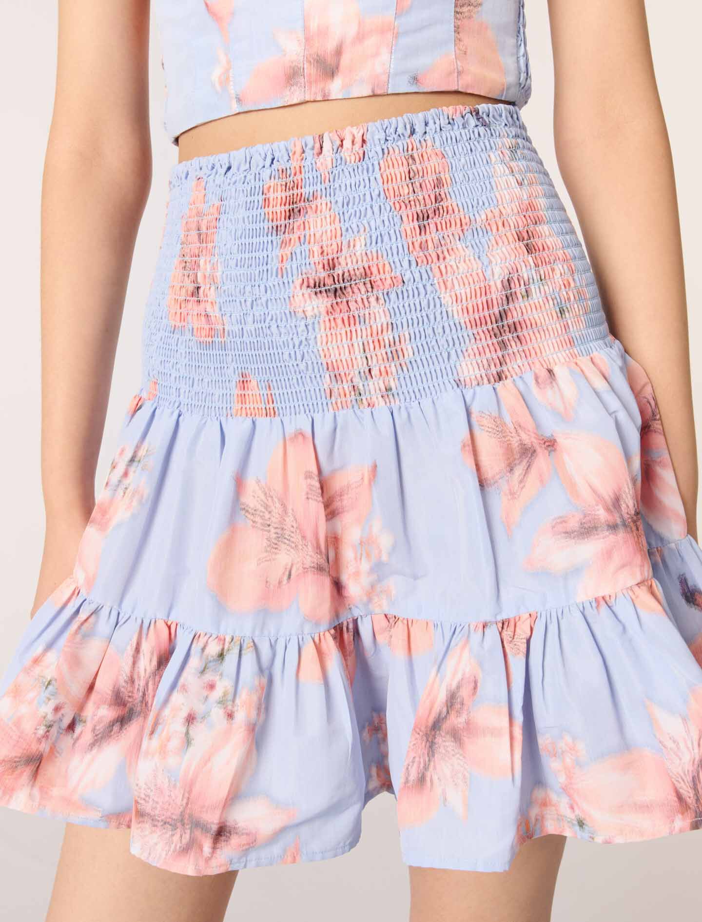 Patterned taffeta flared skirt