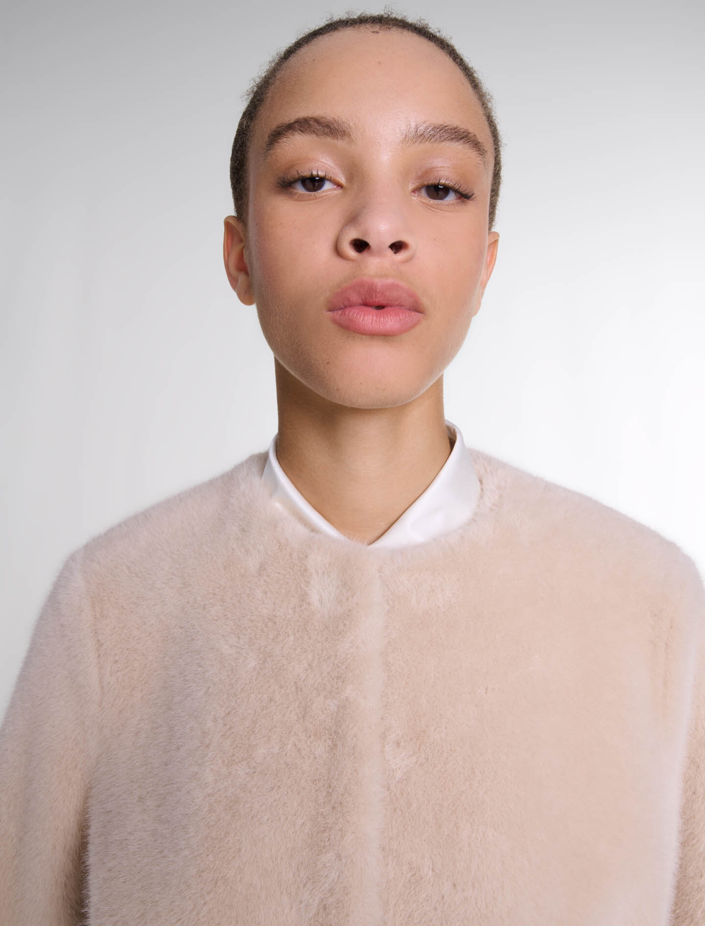 Cropped faux fur jacket