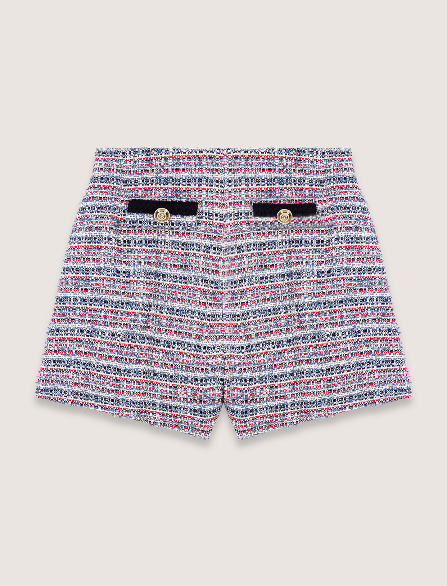 Tweed shorts with contrasting trim