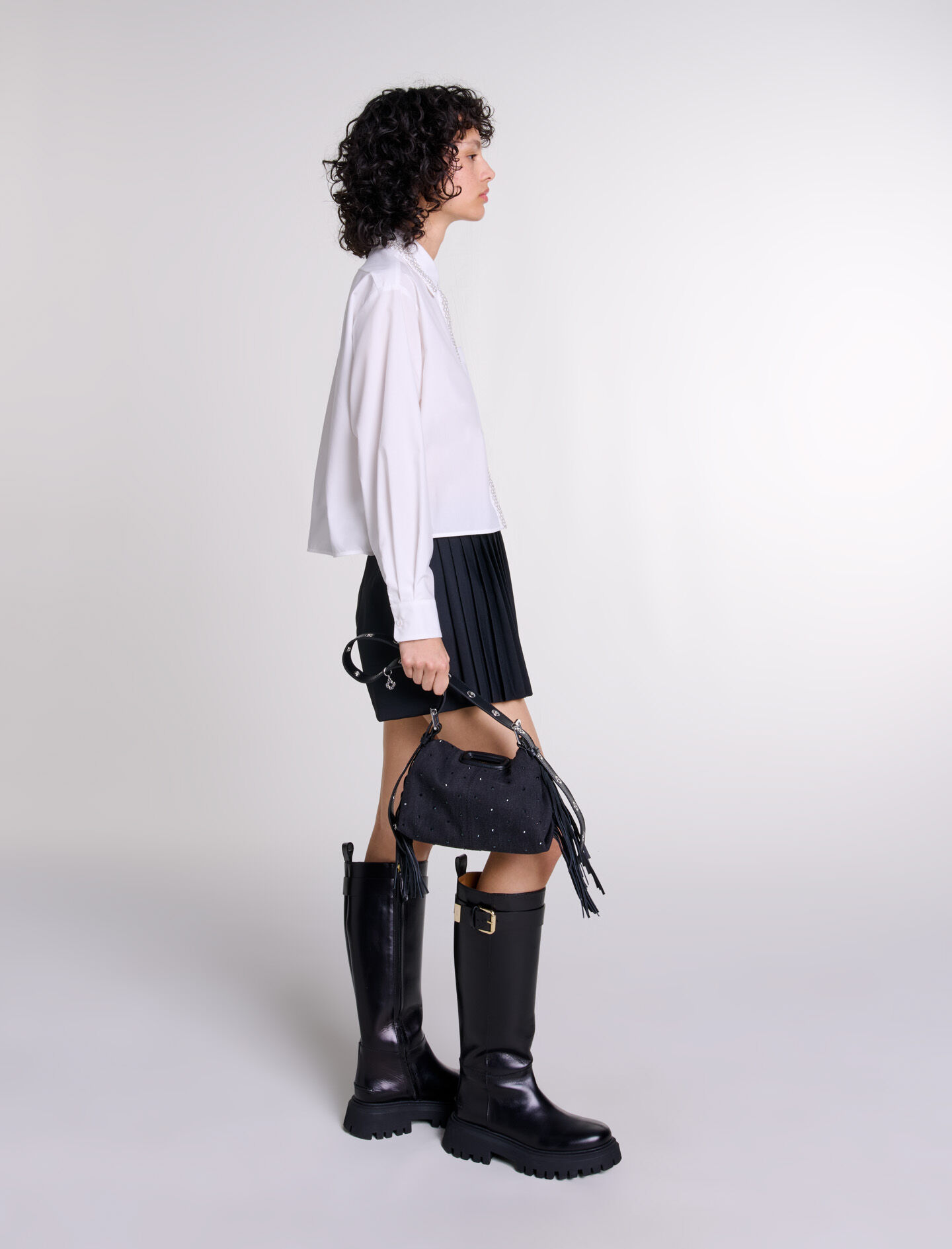 Beaded cropped shirt