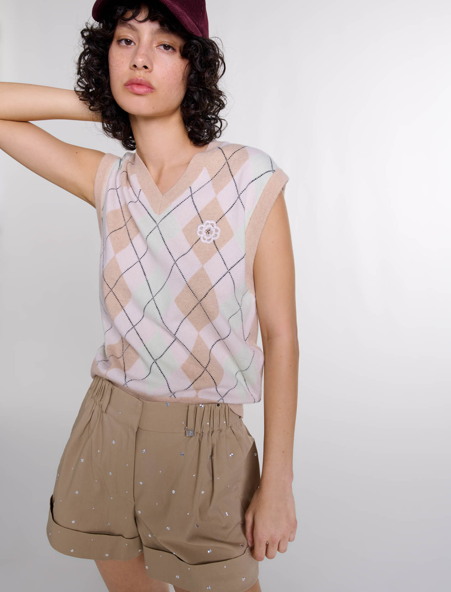 Cotton studded shorts