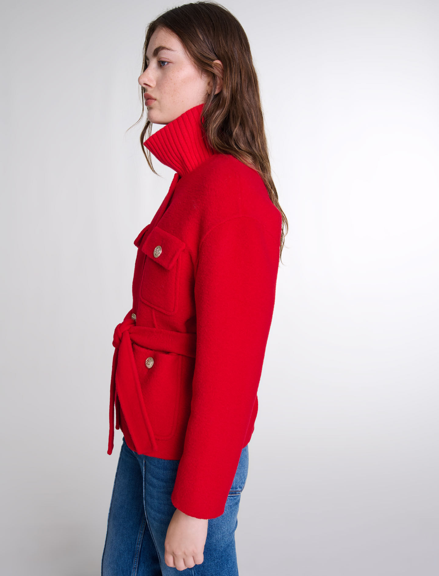 Belted double-faced jacket