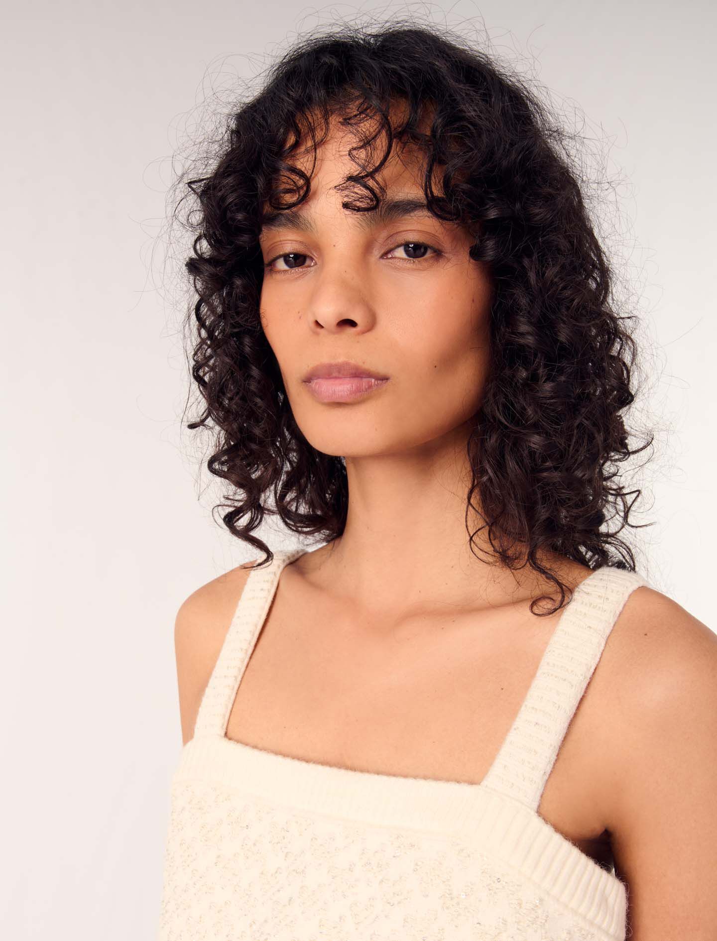 Tweed-effect knit crop top