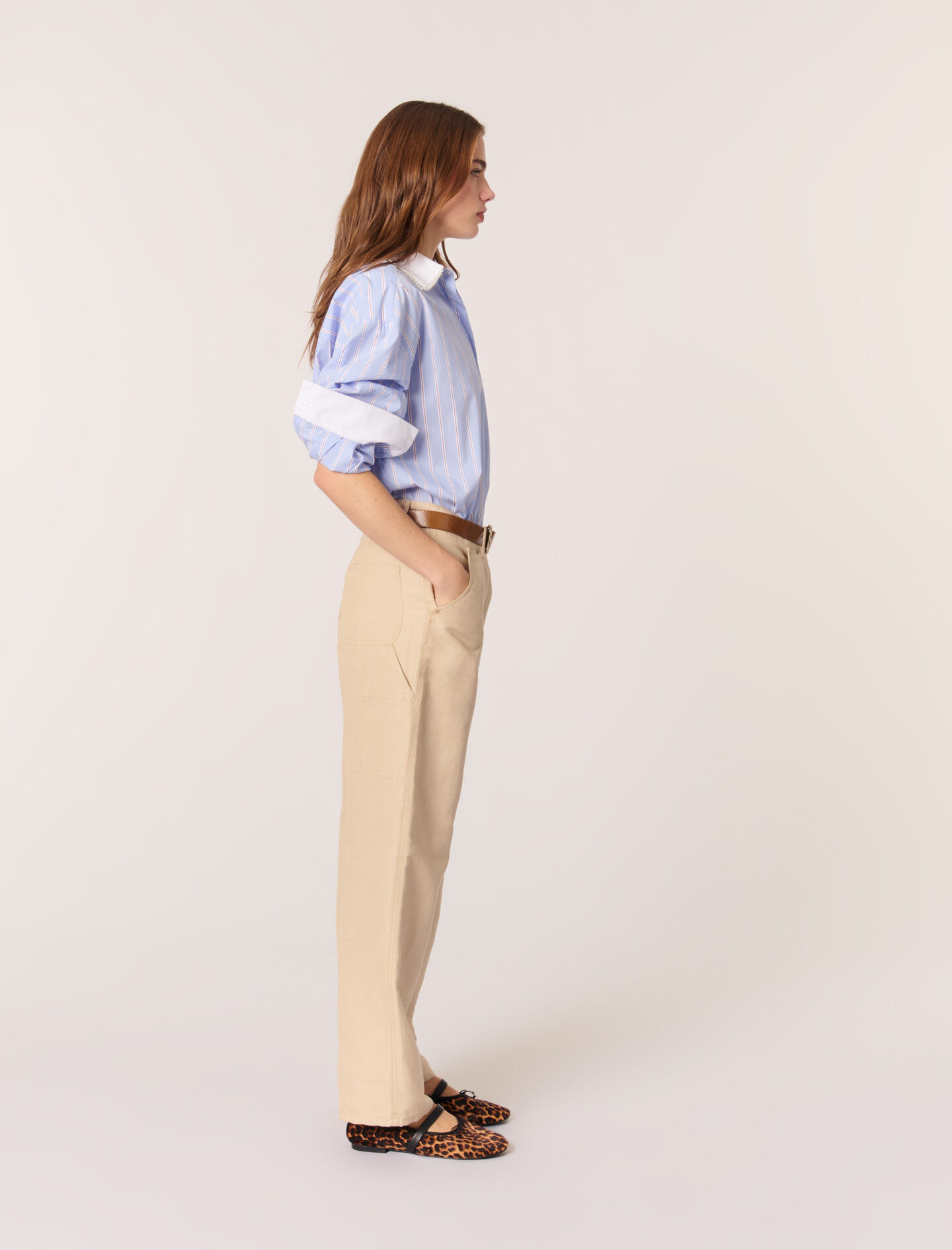 Linen and cotton suit trousers