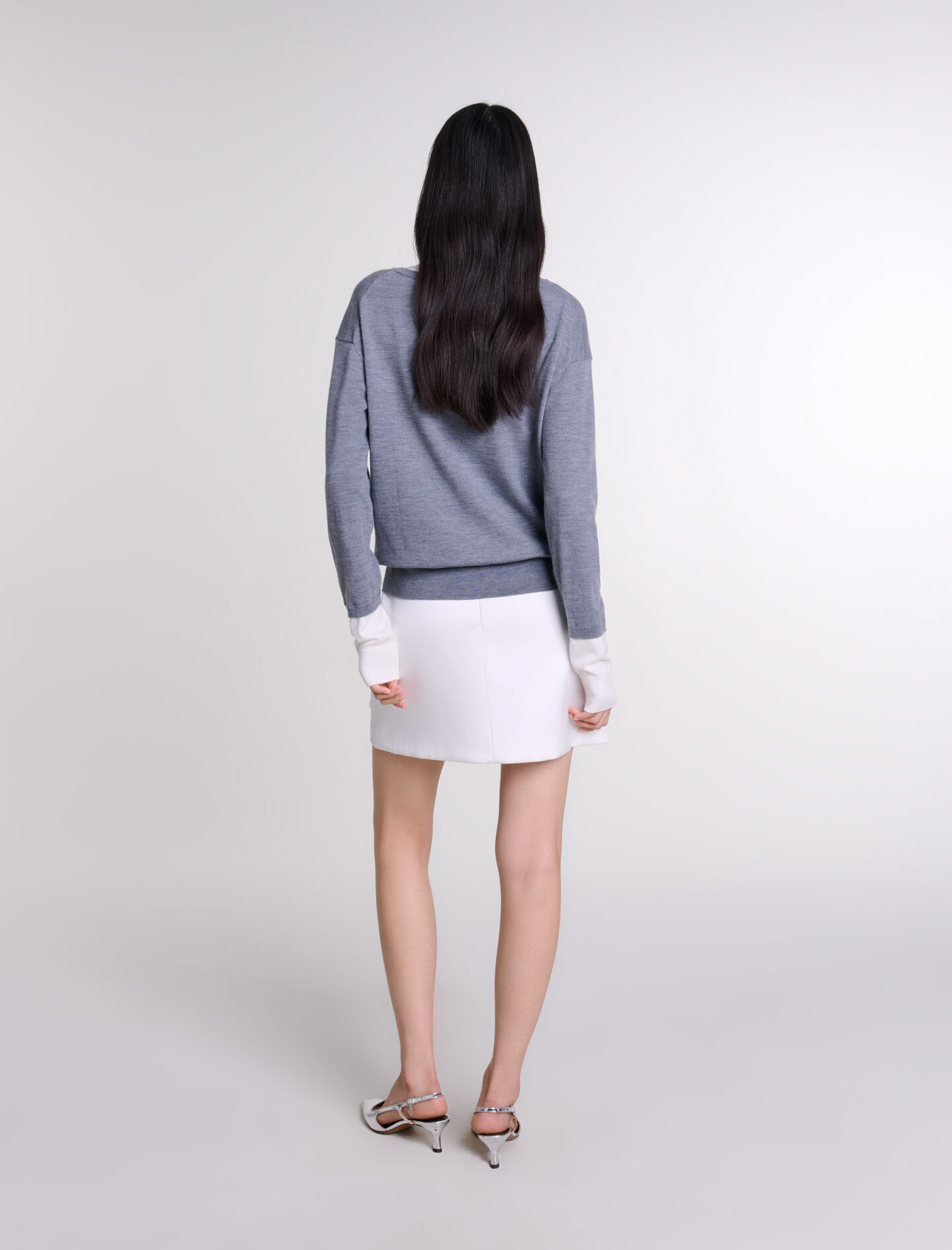 Layered wool-blend jumper